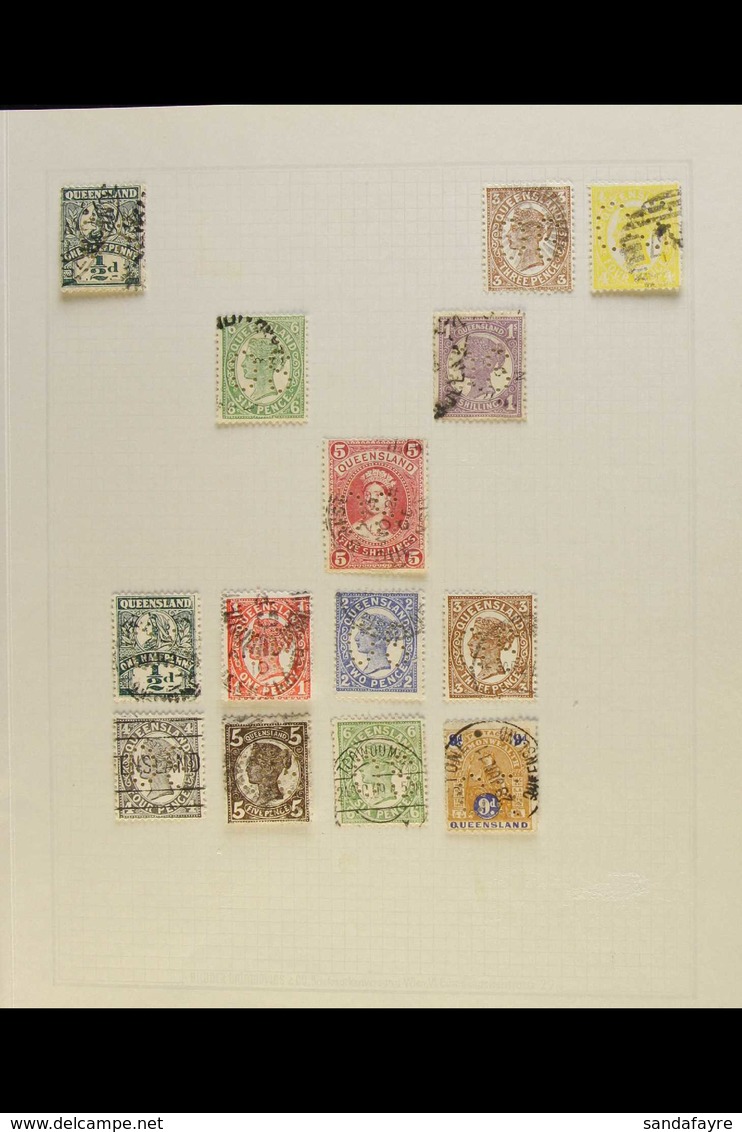 QUEENSLAND PERFINS 1882-1911 Used All Different Fine Used Collection Of Stamps With "O. S." Perfins, Includes 1882-95 5s - Autres & Non Classés