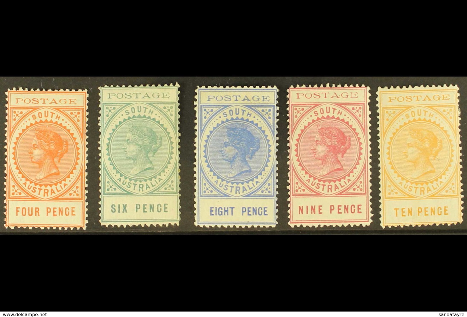 SOUTH AUSTRALIA 1902-04 Tall Types With Thin "POSTAGE" At Top, Lovely Fresh Group With 4d, SG 269, 6d, SG 270, 8d, SG 27 - Andere & Zonder Classificatie