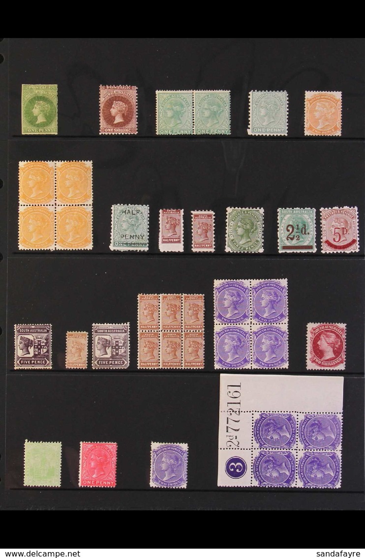 SOUTH AUSTRALIA 1860-1912 Attractive Mint Selection Which Includes 1860 1d Bright Yellow-green Roulette (SG 19), 1876 2s - Autres & Non Classés