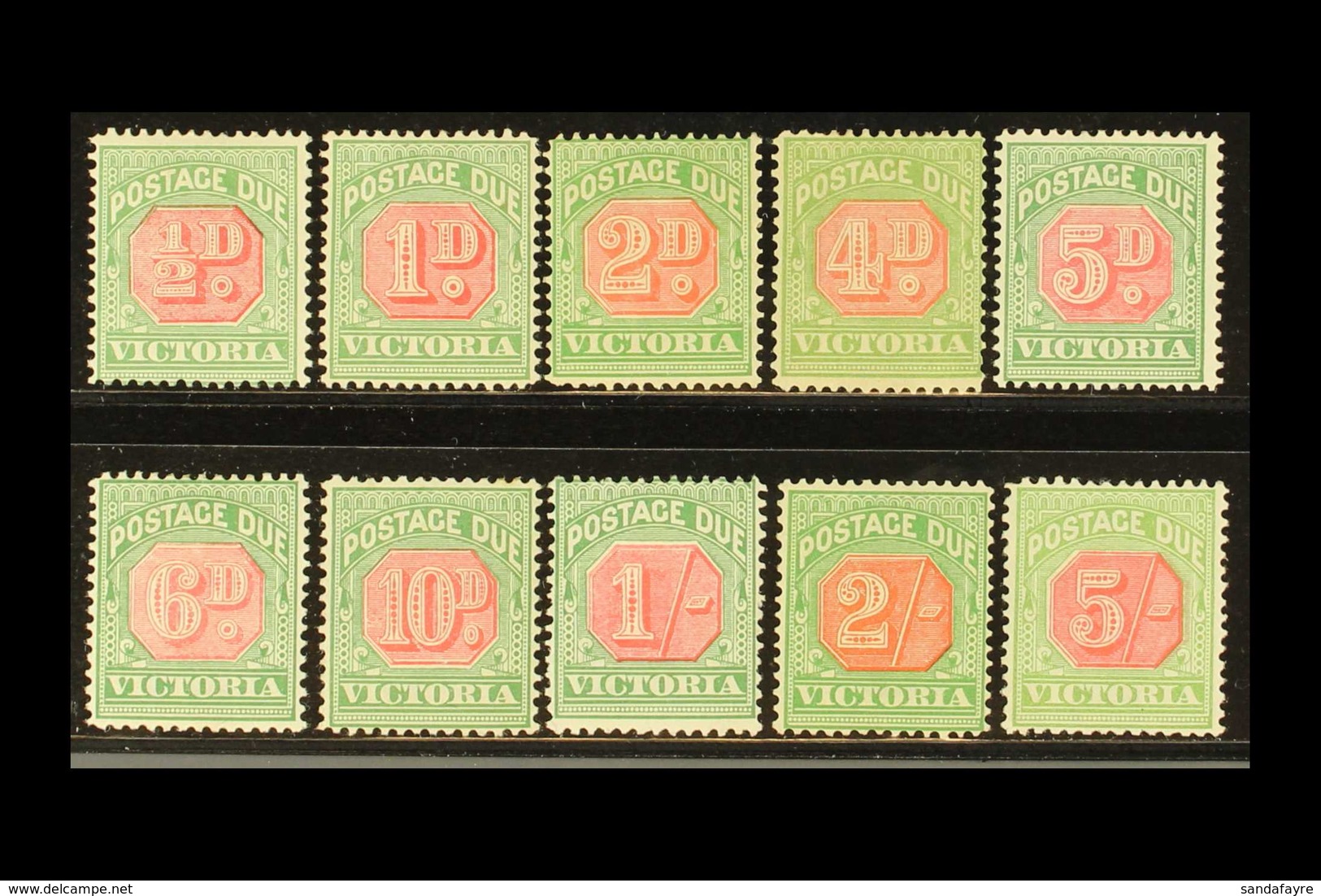 VICTORIA POSTAGE DUES 1895-96 Complete Set, SG D11/20, Fine Mint, Fresh & Attractive. (10 Stamps) For More Images, Pleas - Other & Unclassified