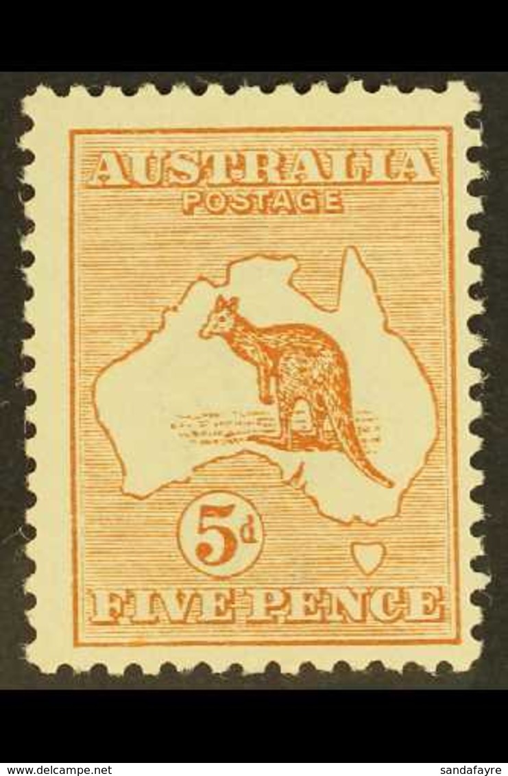 1913-14 5d Chestnut Kangaroo, SG 8, Fine Mint. For More Images, Please Visit Http://www.sandafayre.com/itemdetails.aspx? - Autres & Non Classés