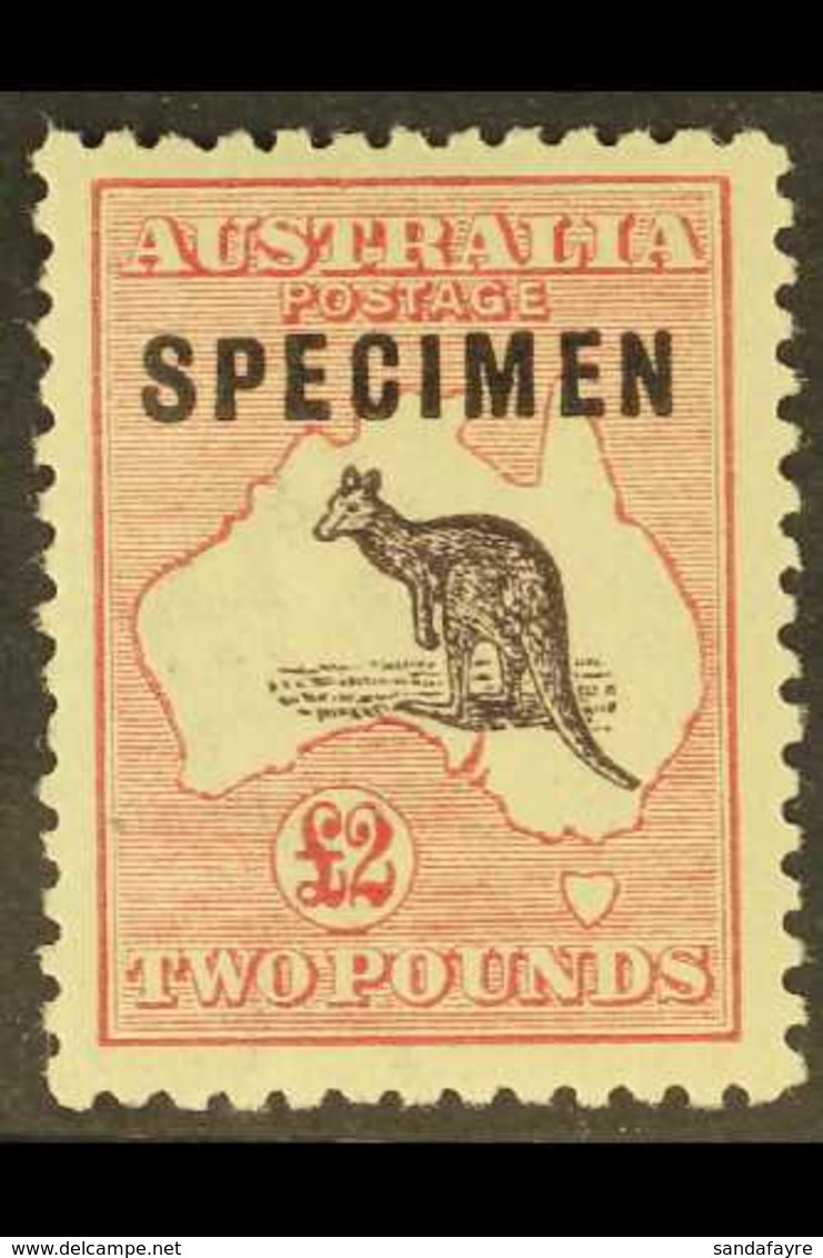 1915-27 £2 Black And Rose Kangaroo With "SPECIMEN" Overprint, SG 45s, Very Fine Mint. For More Images, Please Visit Http - Andere & Zonder Classificatie