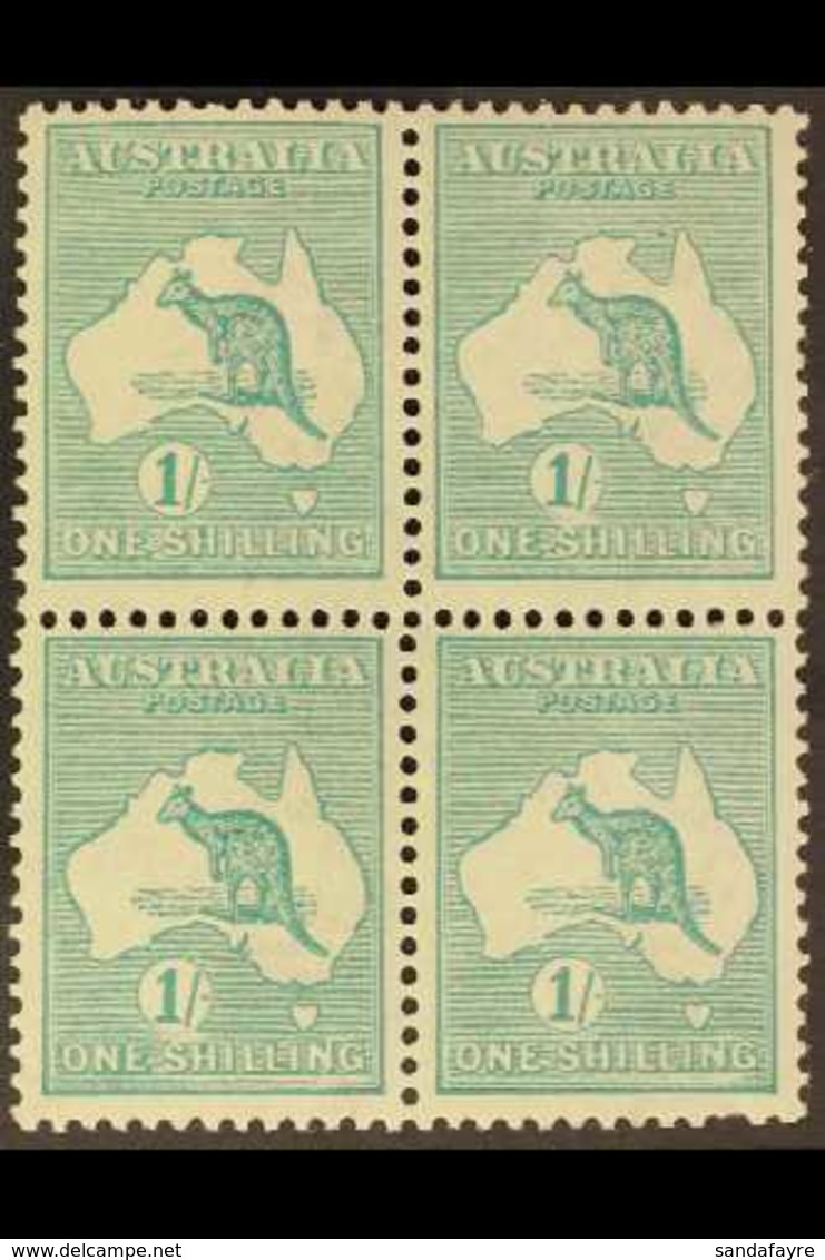 1915-27 1s Blue-green Roo, Die IIB, SG 40b, BLOCK OF FOUR Mint (two Stamps Never Hinged), Short Perf At Base. For More I - Autres & Non Classés