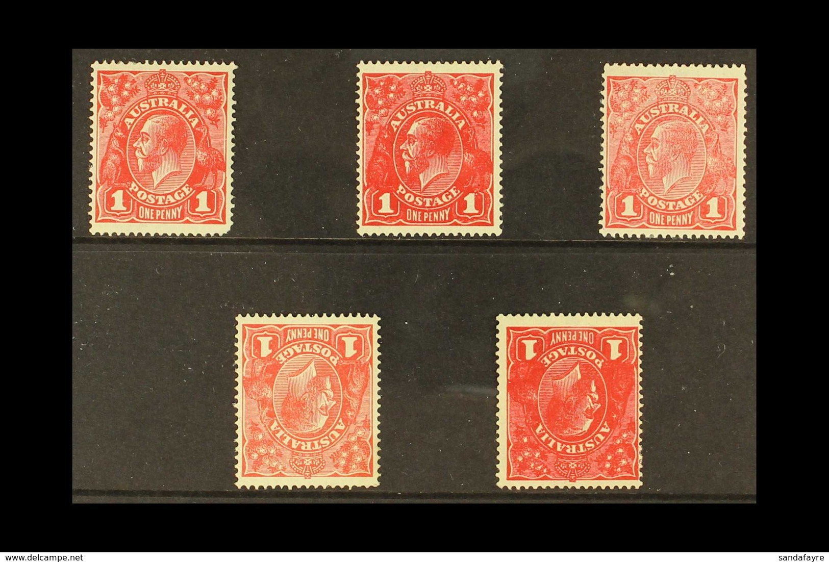 1916-18 Unsurfaced Paper Mint Group With Shades & Two Inverted Watermarks, SG 47/47hw, A Fine Mint Group (5 Stamps) For  - Otros & Sin Clasificación