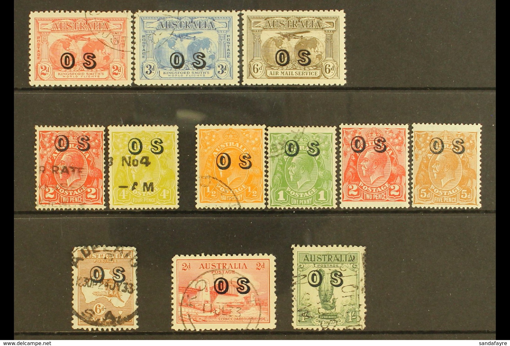 OFFICIALS 1930-33 "OS" Opt'd Mint & Used Range On A Stock Card. Includes 1930 3d Blue Used, 1931 Set Used And 1932-33 Ne - Altri & Non Classificati