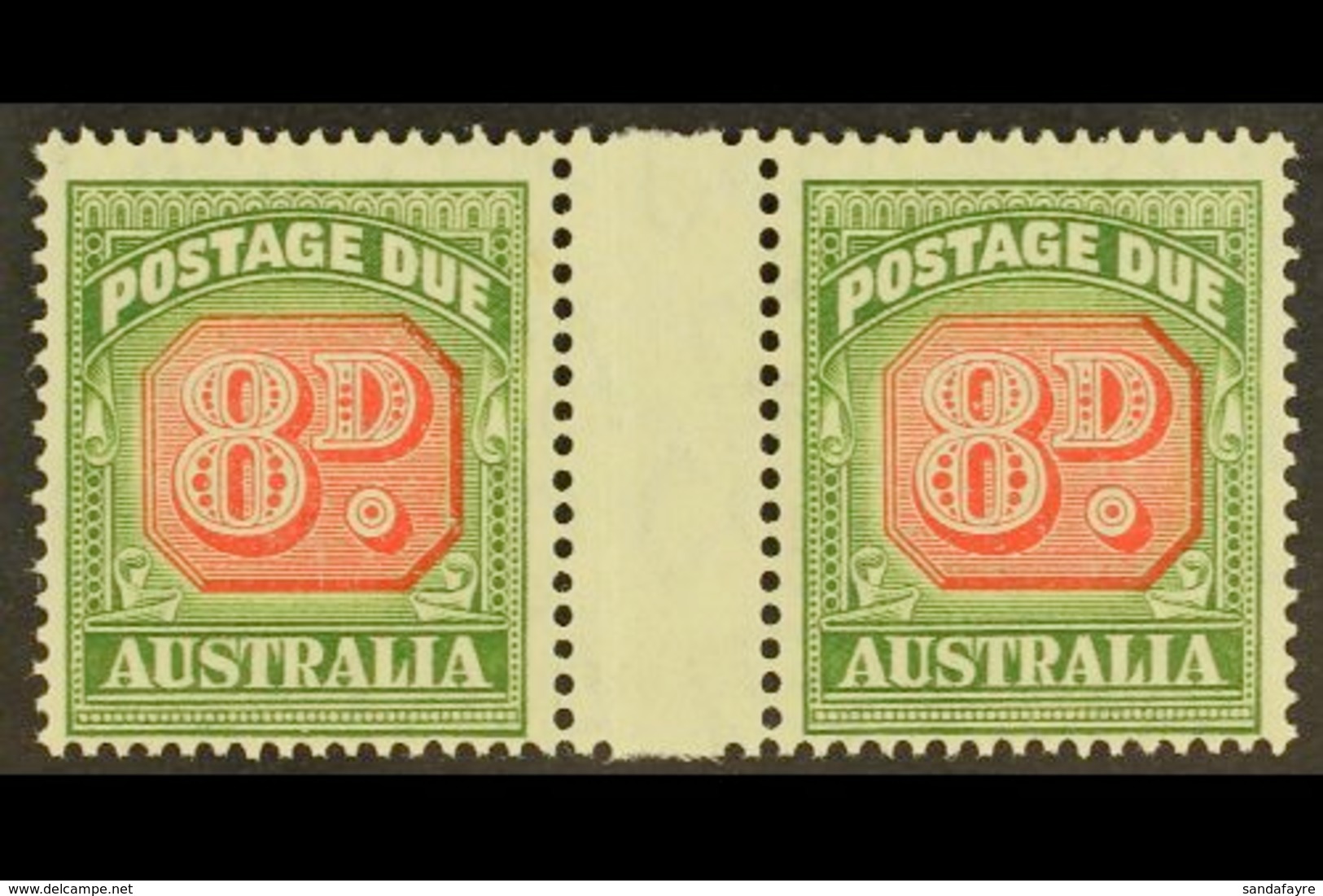 POSTAGE DUES 1946-57 8d Carmine & Green (SG D127, BW 95), Fine Never Hinged Mint Horizontal GUTTER PAIR With The Right S - Autres & Non Classés