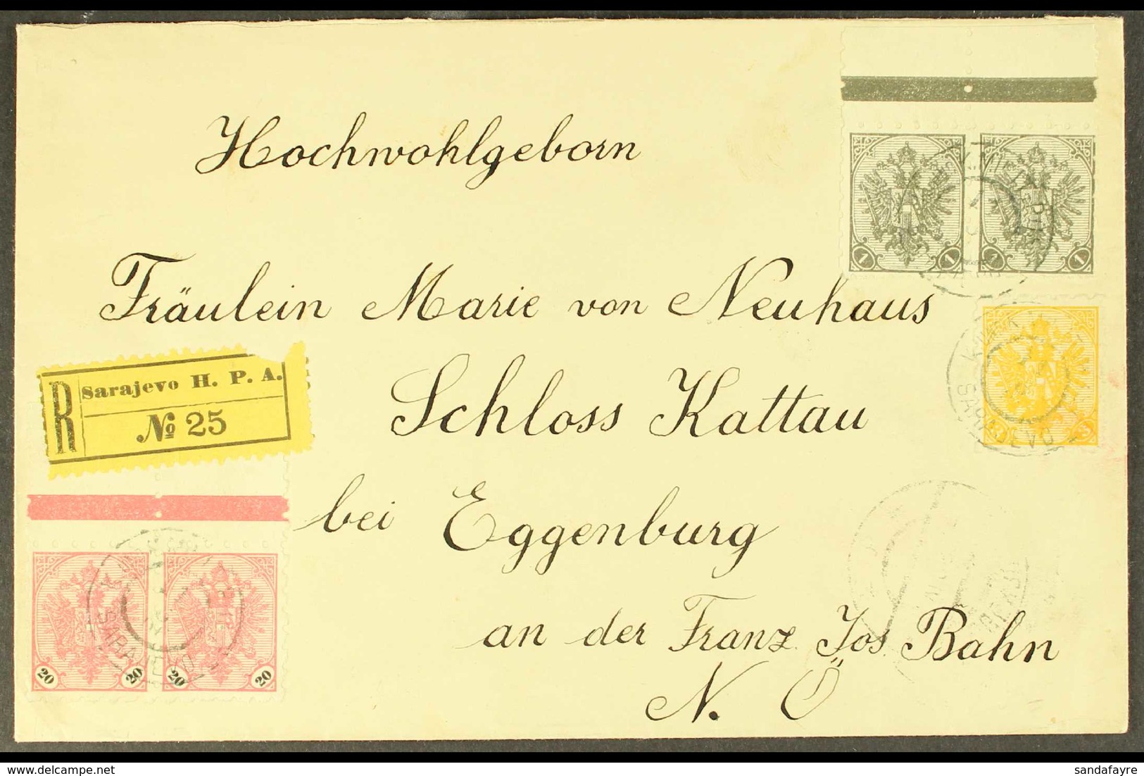 BOSNIA AND HERZEGOVINA TRIAL PERFORATIONS (VORZUGSSTUCKE) ON COVER 1906 (11 June) Registered Cover To Lower Austria, Bea - Other & Unclassified