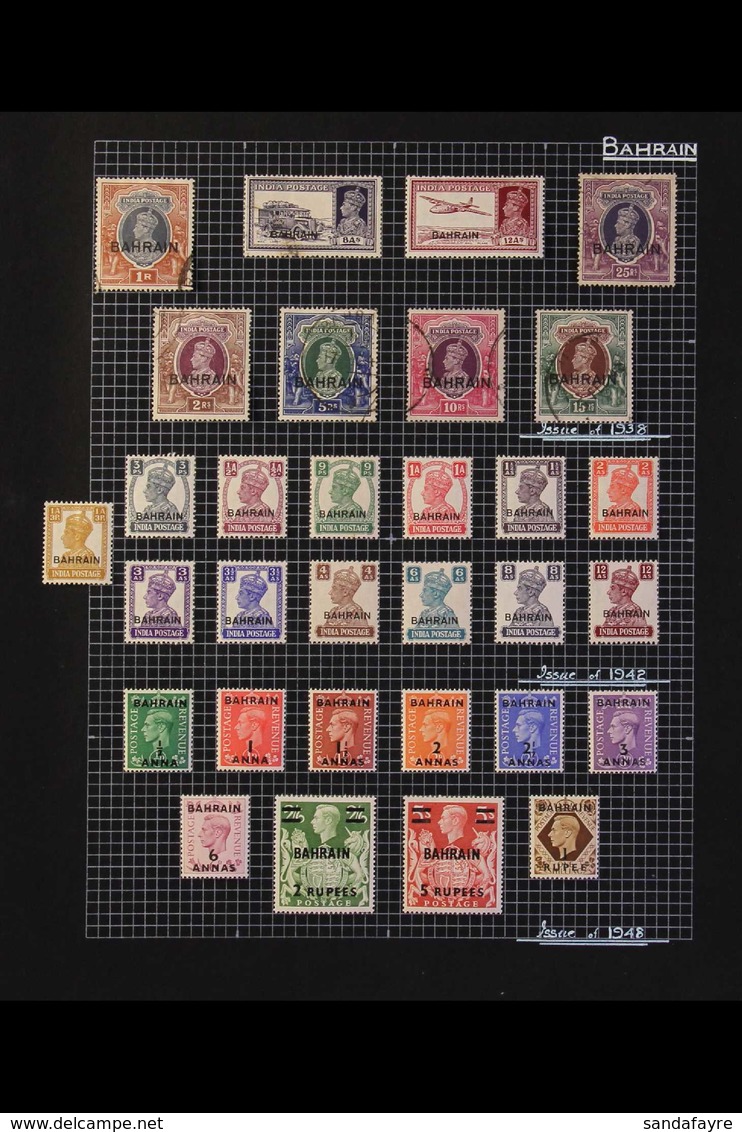 1933-1955 ATTRACTIVE COLLECTION On Leaves, Mint And Used ALL DIFFERENT Stamps, Includes 1934-37 Set Mint (2a Large Die U - Bahreïn (...-1965)