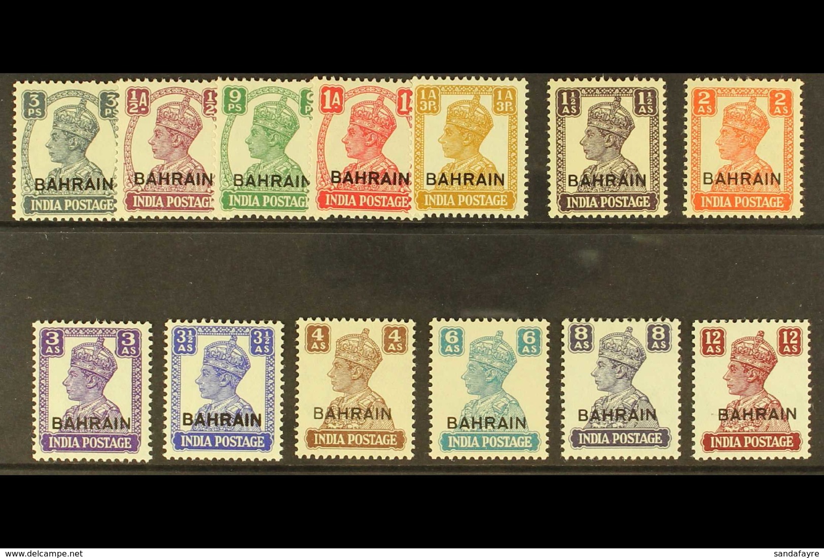 1942-45 King George VI (white Background) Complete Set, SG 38/50, Very Fine Mint. (13 Stamps) For More Images, Please Vi - Bahrein (...-1965)