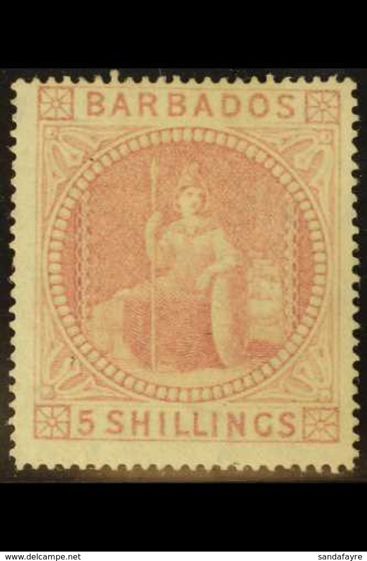 1873 5s Dull Rose, SG 64, Mint, Regummed (with Certificate), Fine & Fresh For This Issue For More Images, Please Visit H - Barbados (...-1966)