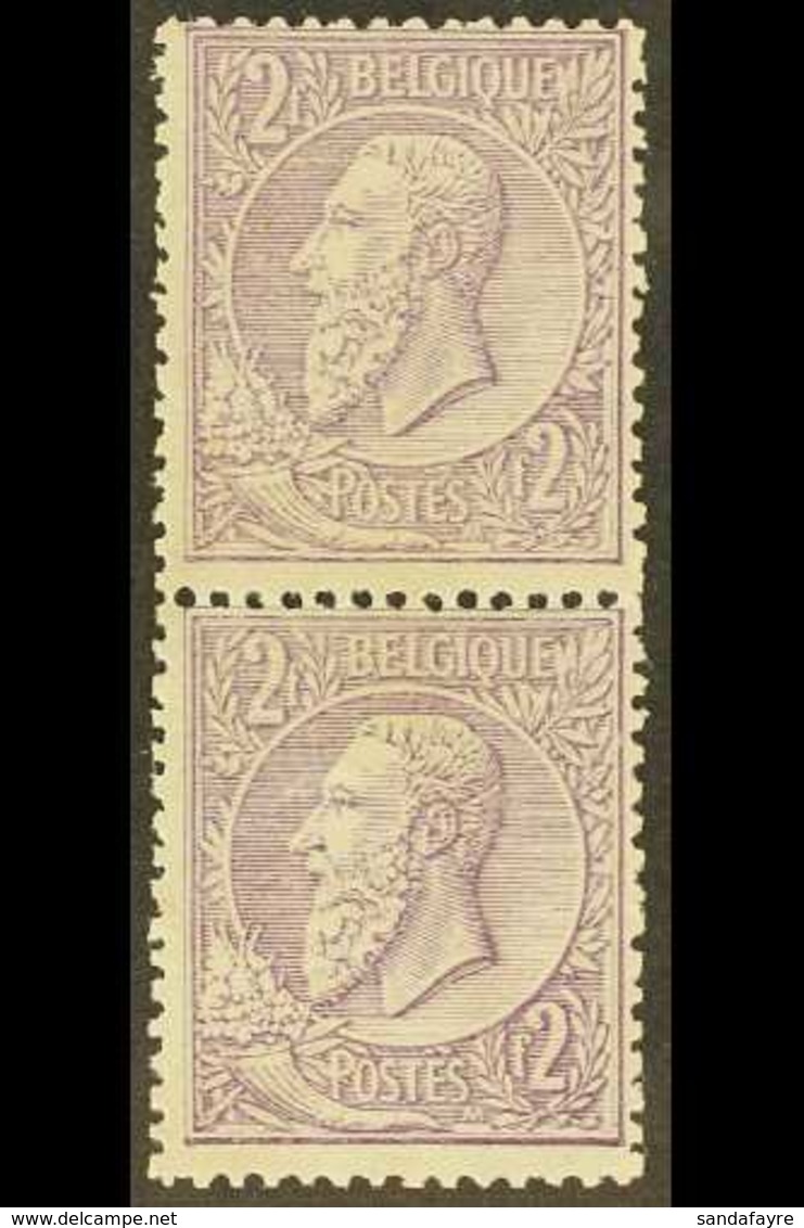 1884-91 2fr Lilac On Pale Lilac, COB 52, Very Fine Mint Vertical Pair. (2 Stamps) For More Images, Please Visit Http://w - Other & Unclassified