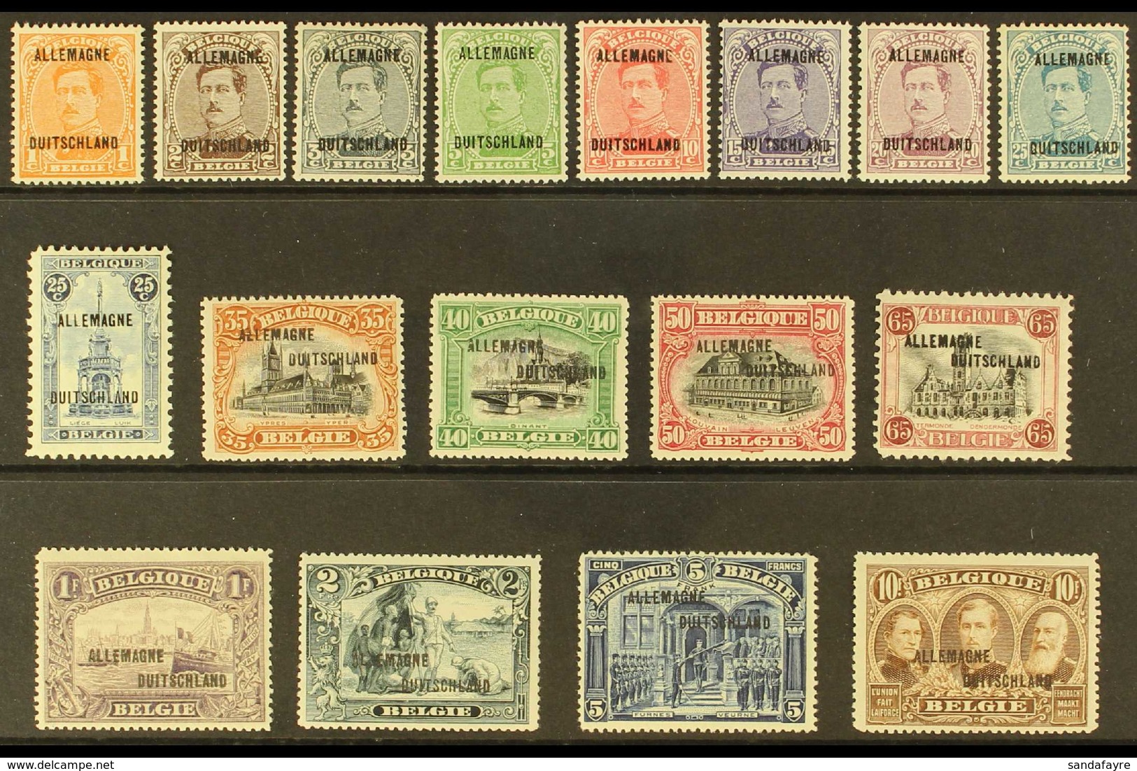 BELGIAN OCCUPATION OF GERMANY FORCES IN THE RHINELAND 1919-21 "Allemagne Duitschland" Overprints Complete Set, COB OC38/ - Sonstige & Ohne Zuordnung