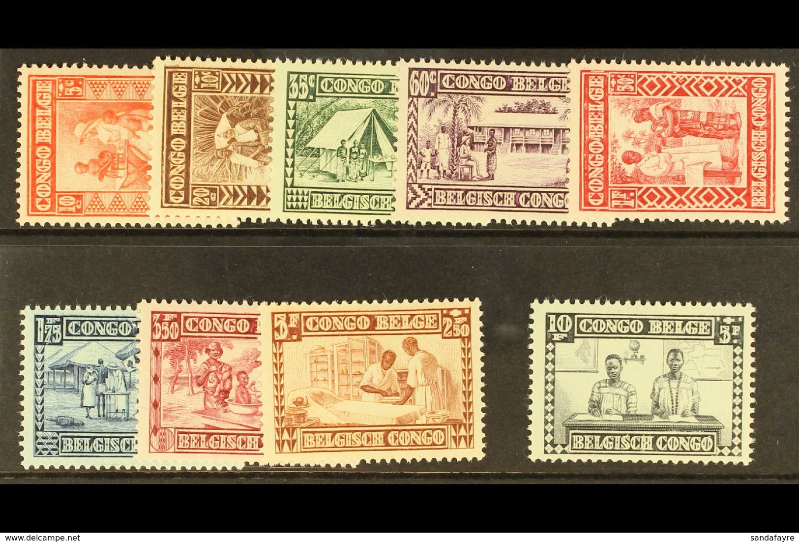 BELGIAN CONGO 1930 Congo Natives Protection Fund Set, COB 150/158, Fine Never Hinged Mint. (9 Stamps) For More Images, P - Otros & Sin Clasificación