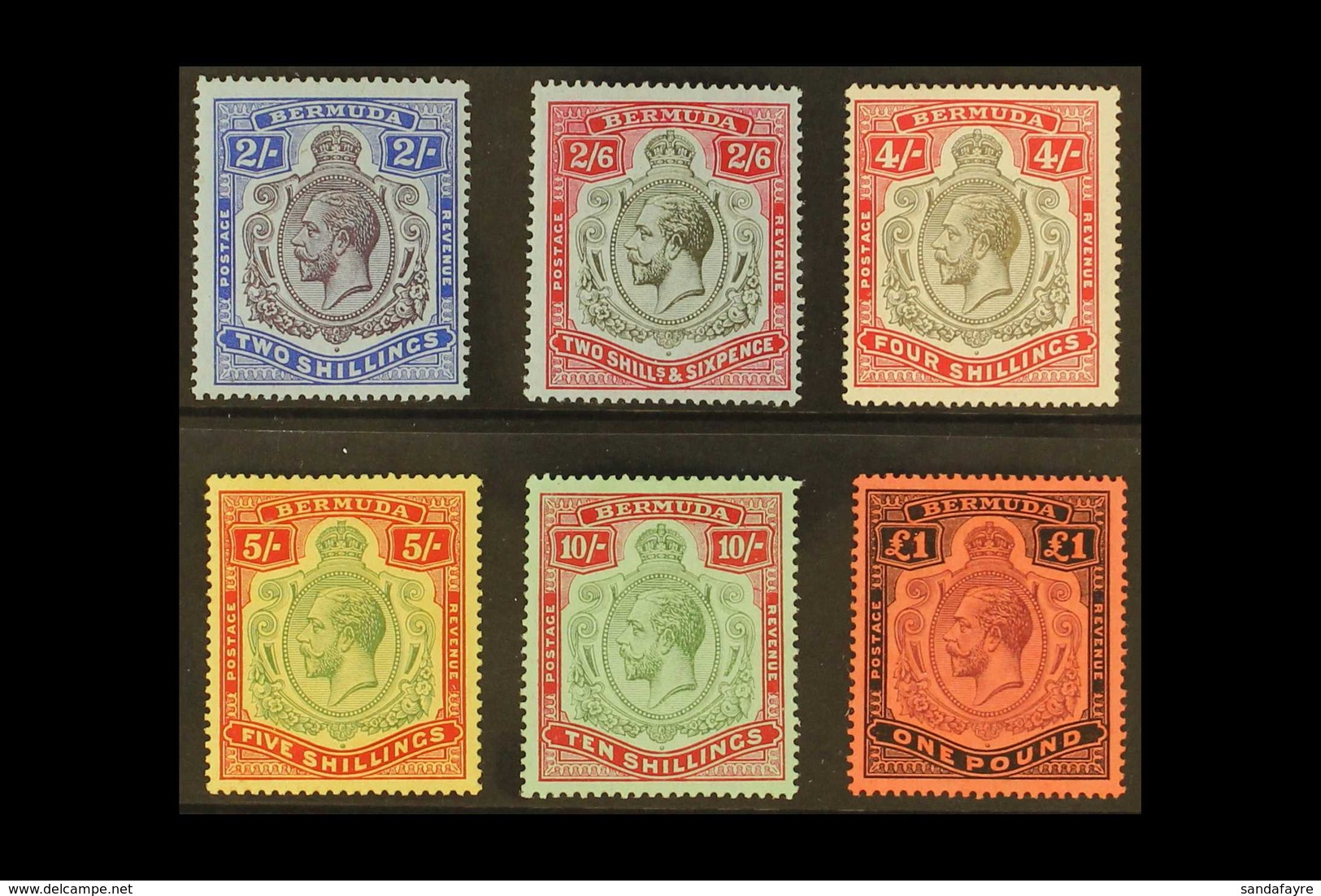 1918-22 KGV Wmk Mult. Crown CA, High Values Set, SG 51b/55, Very Fine Mint (6 Stamps). For More Images, Please Visit Htt - Bermuda