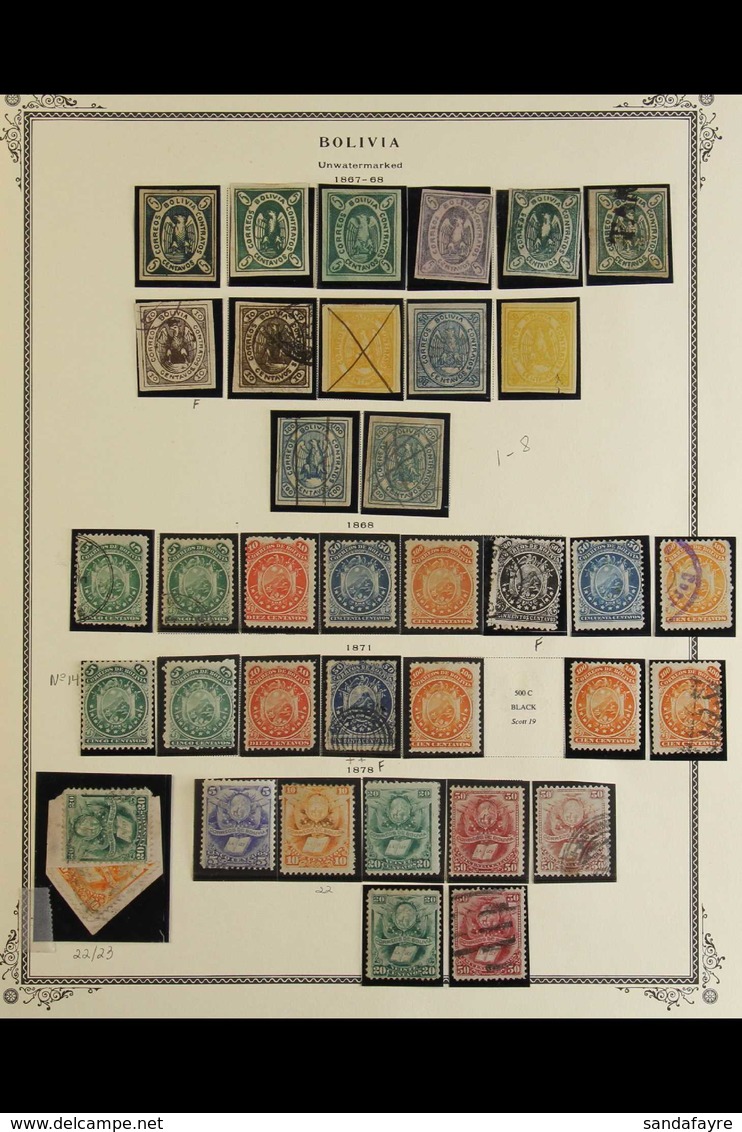 1867-1894 ATTRACTIVE COLLECTION In Hingeless Mounts On Pages, Mint & Used Stamps, Includes 1867-68 5c Green (x41 With Sh - Bolivië