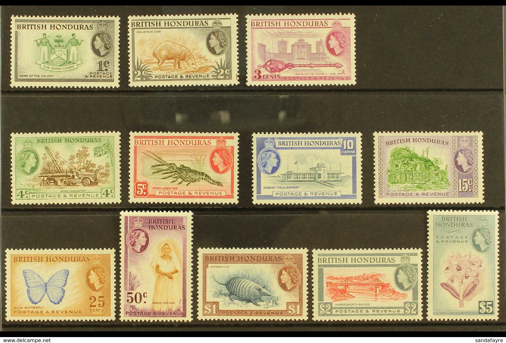 1953-62 Complete Definitive Set, SG 179/90, Never Hinged Mint (12 Stamps) For More Images, Please Visit Http://www.sanda - Honduras Británica (...-1970)