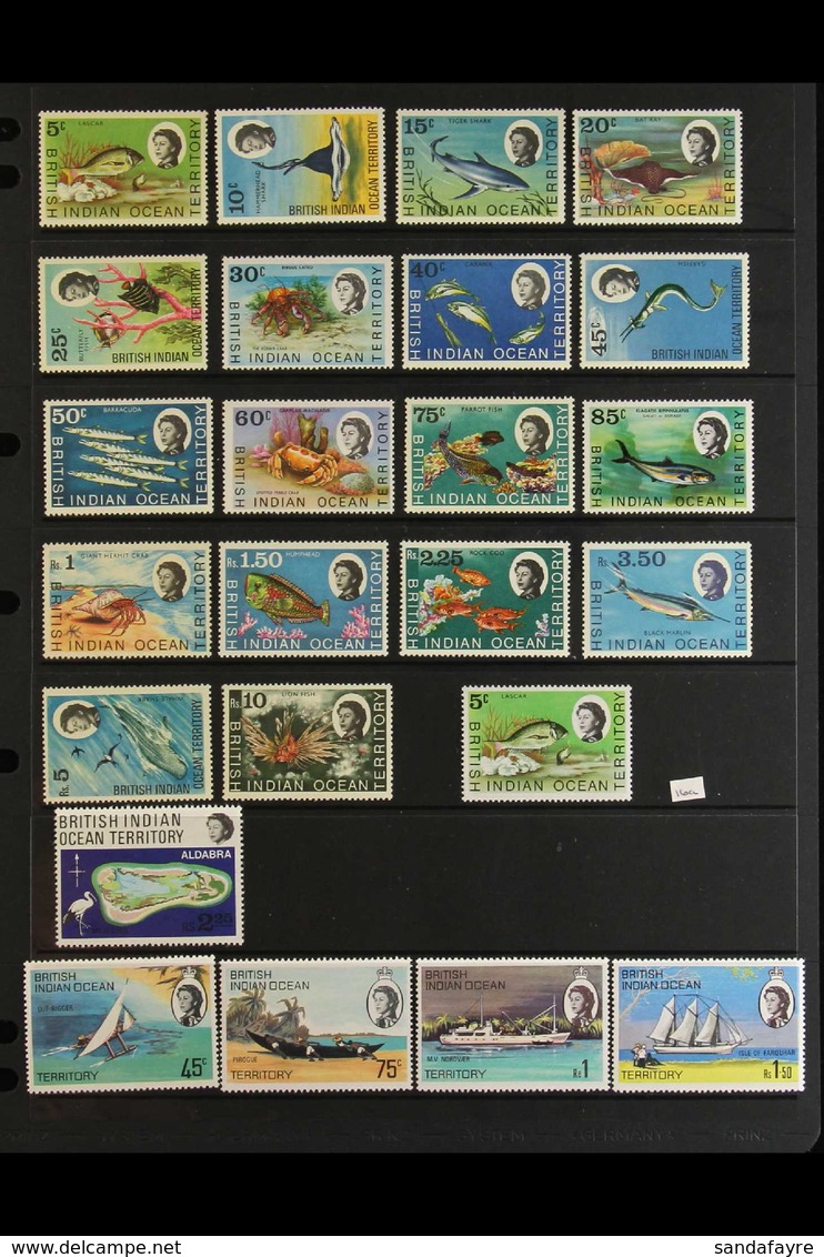1968-1976 COMPLETE NEVER HINGED MINT COLLECTION On Stock Pages, ALL DIFFERENT, Complete SG 16/89, Includes 1968-70 Marin - Brits Indische Oceaanterritorium
