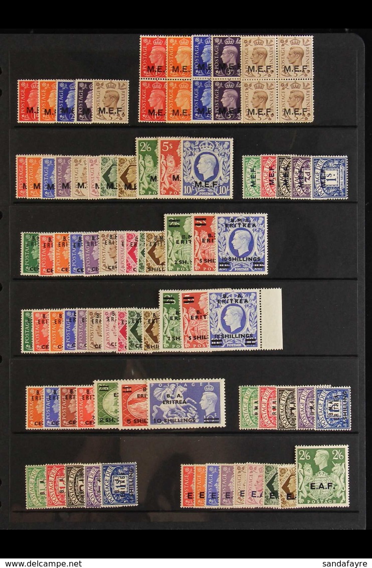 1942 - 1951 NEVER HINGED MINT SELECTION Fine Mint Range Of Complete Sets Including 1942 MEF Overprints In Blocks Of 4, 1 - Afrique Orientale Italienne