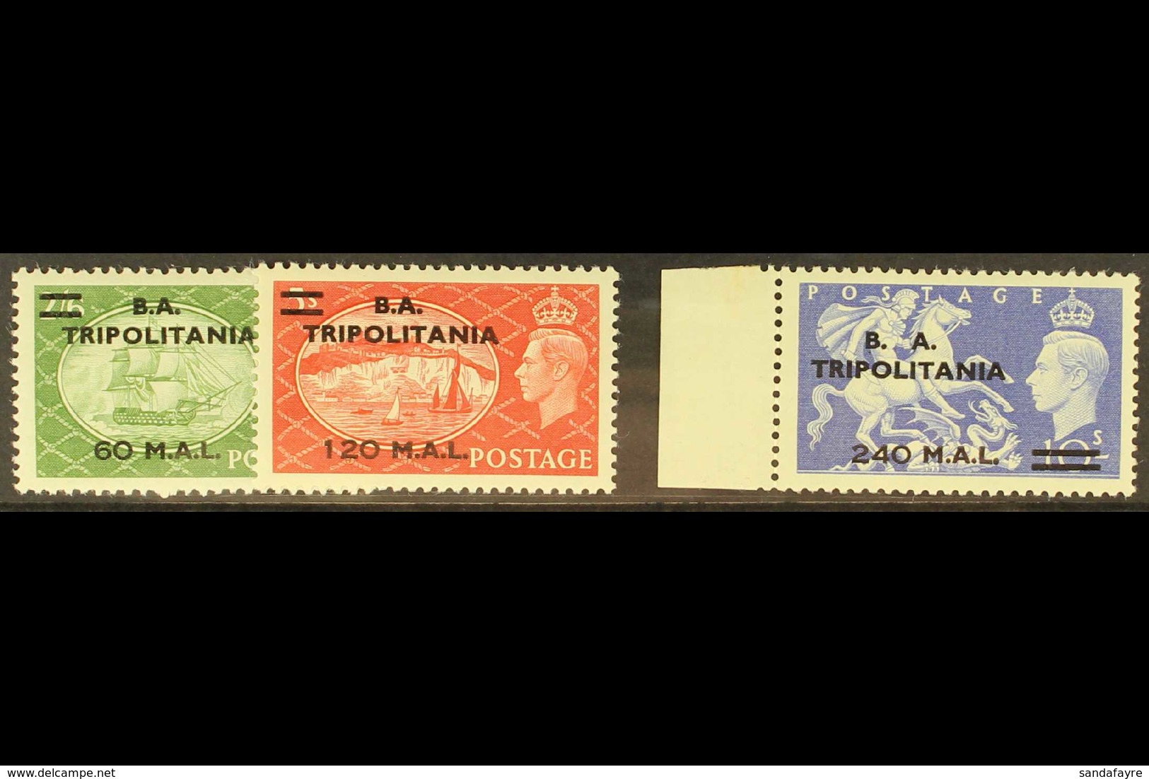 TRIPOLITANIA 1951 60I. On 2s.6d To 240l..on 10s, SG T32/34, Never Hinged Mint. (3 Stamps) For More Images, Please Visit  - Africa Oriental Italiana