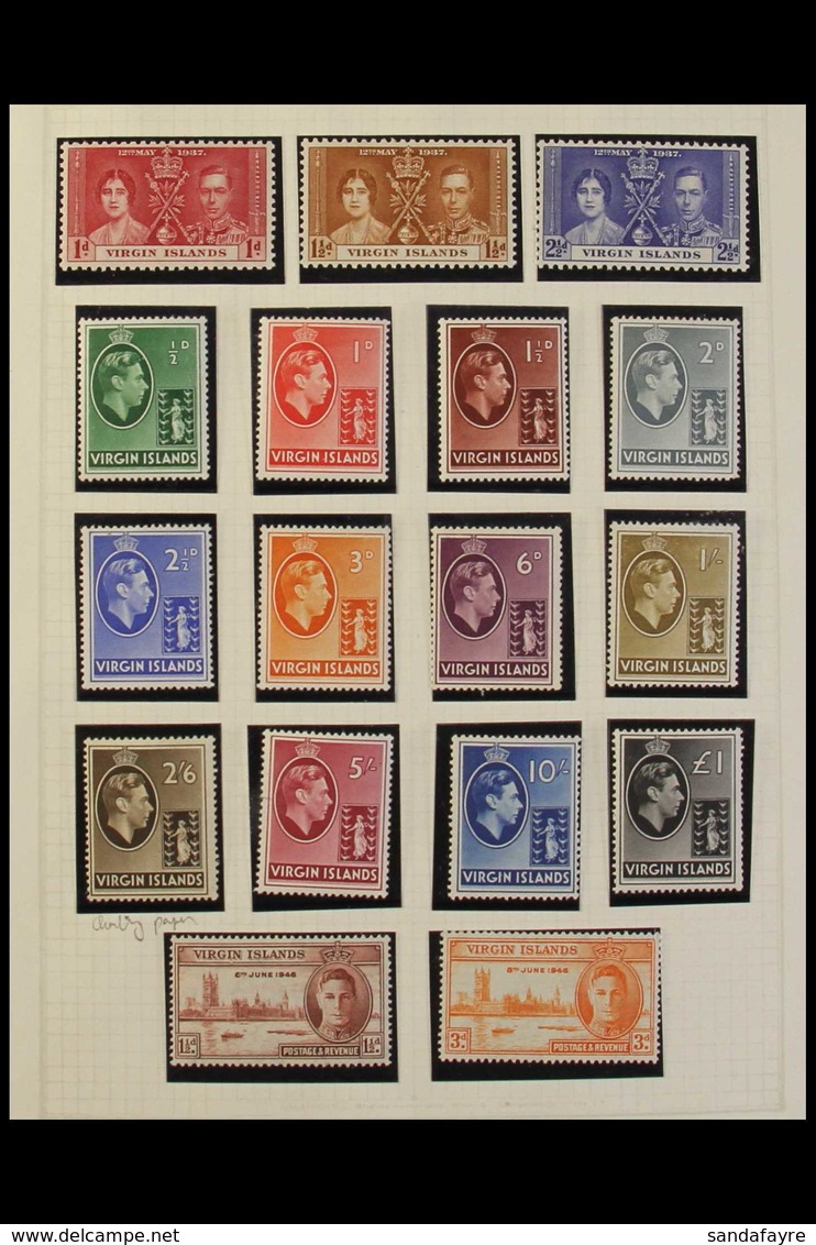 1913-1951 VERY FINE MINT COLLECTION In Hingeless Mounts On Leaves, ALL DIFFERENT, Includes 1921 Die II Set, 1922-28 Most - British Virgin Islands