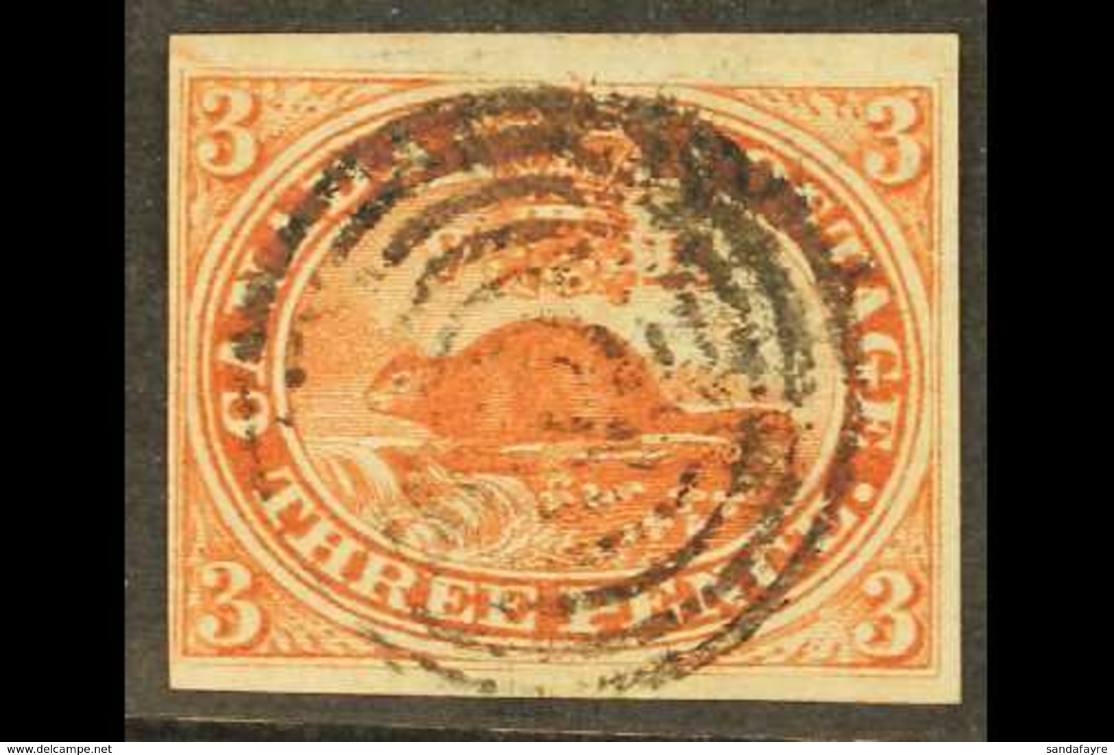 1851 3d Deep Red On Wove Paper, SG 6, Very Fine Used With Clear To Large Margins All Round And Neat Central Cancel. For  - Otros & Sin Clasificación