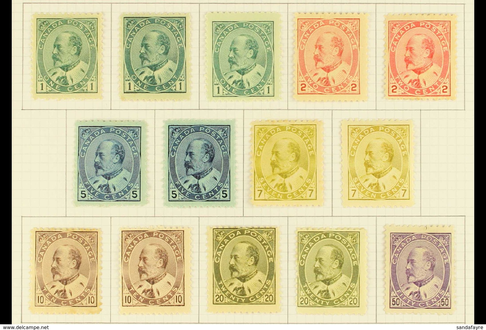 1903-1908 KEVII MINT COLLECTION. A Fresh & Attractive 'mini- Collection' Hinged Onto Small Part Leaves, Includes 1903-12 - Other & Unclassified