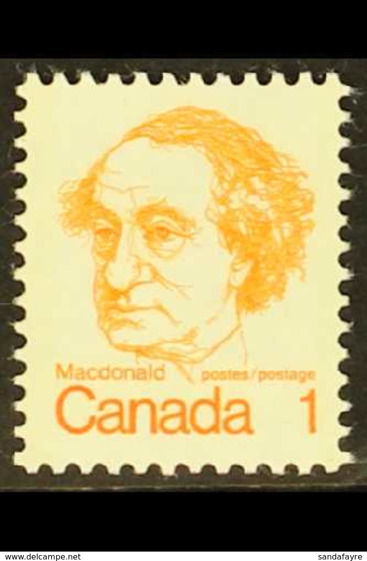 1972 1c Orange, Macdonald, Variety "printed On Gummed Side", SG 693d, Very Fine Mint. Royal Cert. Scarce.  For More Imag - Sonstige & Ohne Zuordnung