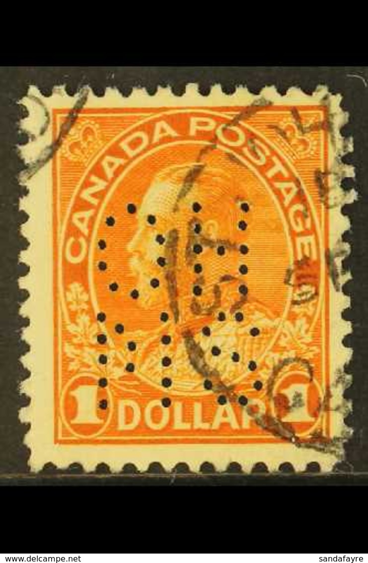 OFFICIAL 1923-31 $1 Brown-orange Punctured "O.H.M.S.", SG O19, Fine Used. For More Images, Please Visit Http://www.sanda - Sonstige & Ohne Zuordnung