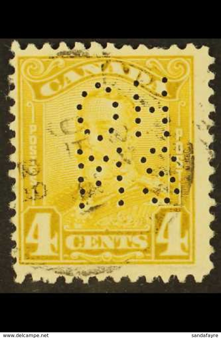 OFFICIAL 1928-29 4c Olive-bistre Punctured With Type O1 "OHMS" Perfin, SG O33, Used. For More Images, Please Visit Http: - Other & Unclassified