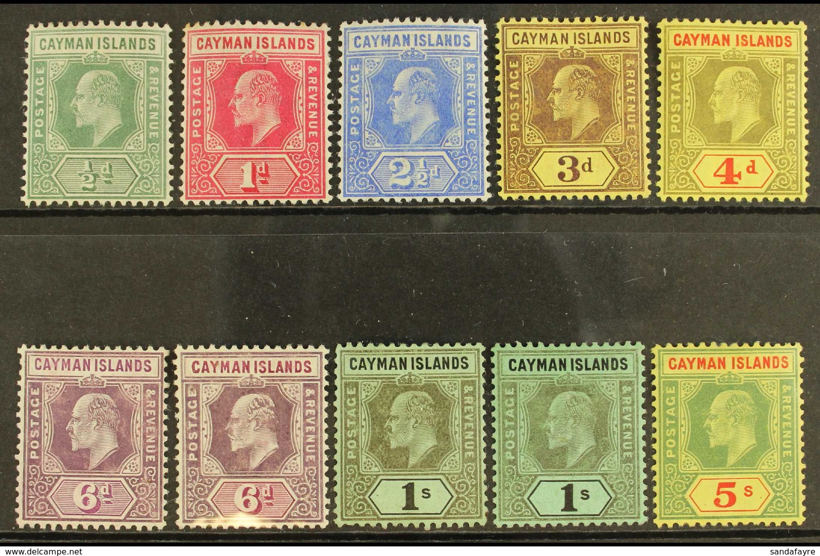 1907-09 KEVII Set To 5s, SG 25/33, Including 6d Both Listed Shades And 1s Both Watermarks, Fine Mint. (10 Stamps) For Mo - Cayman Islands