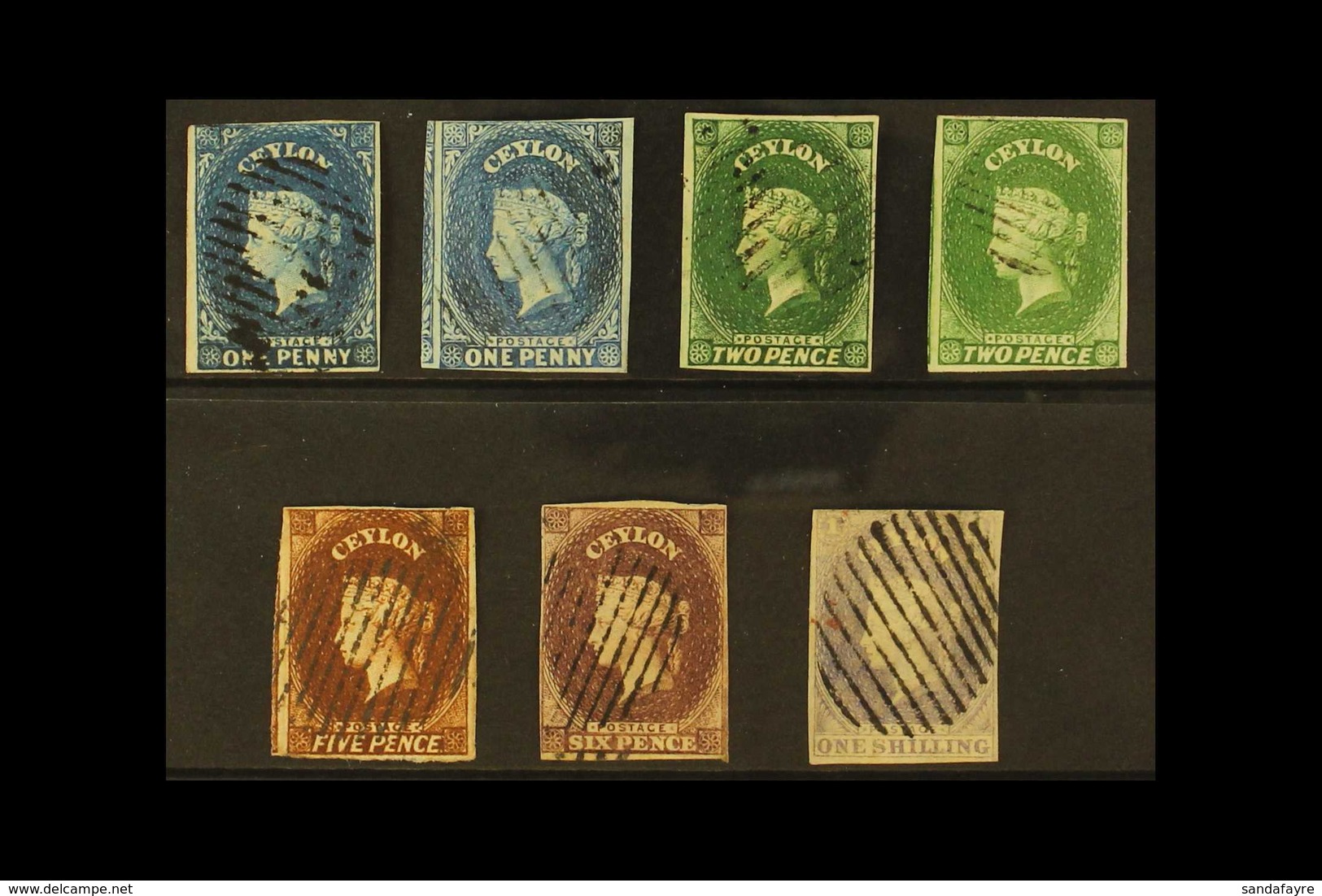 1857-59 IMPERF GROUP An All Different Good To Fine Used Group Each With Four Margins Or Only Just Touching, Includes 1d  - Ceilán (...-1947)