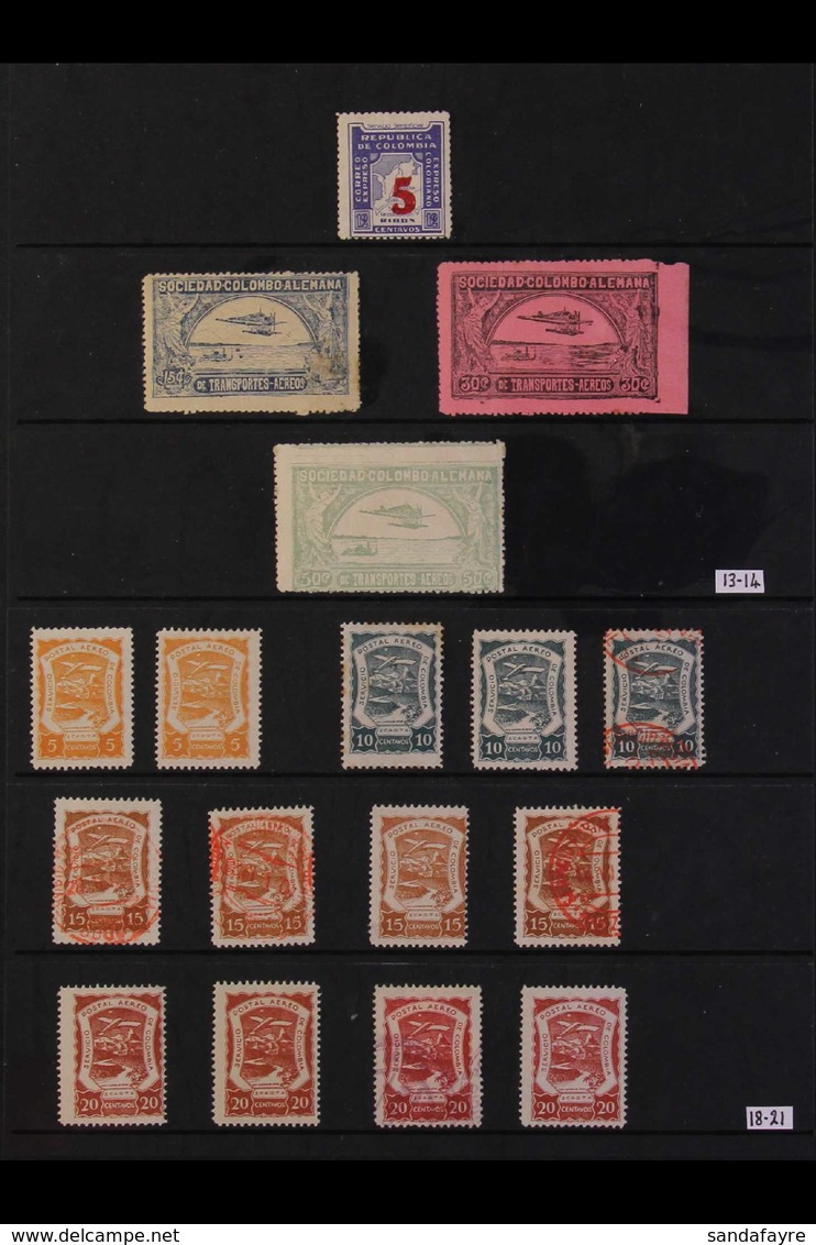 PRIVATE AIR COMPANIES ISSUES 1920-1953 Mint & Used Stamps On Stock Pages, Includes RIBON 1930's "5" On 12c Unused, SCADT - Kolumbien