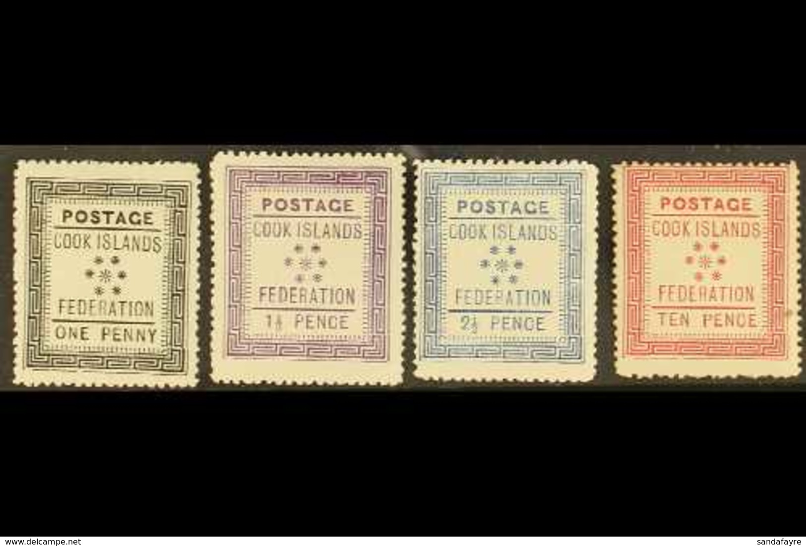 1892 (April) White Paper 1d, 1½d And 2½d Fine Mint, Toned Paper 10d Mint With Small Mark At Right, SG 1/4. (4 Stamps) Fo - Islas Cook