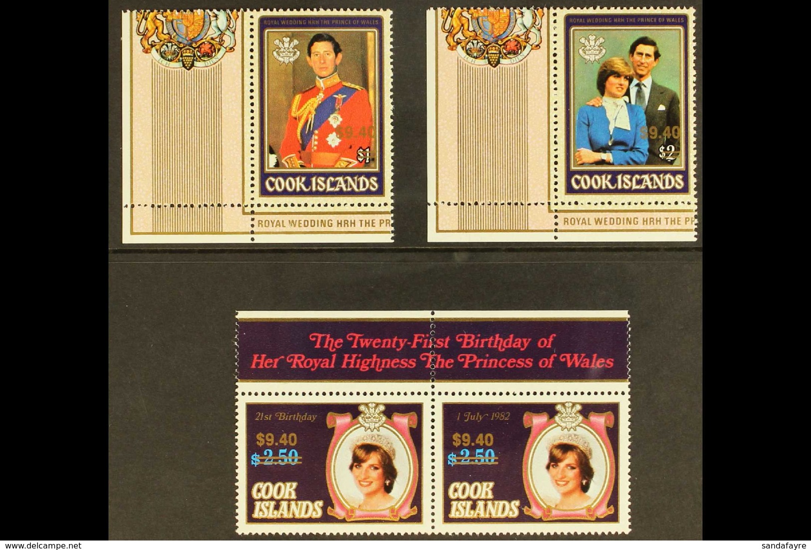 1987 (Feb) Surcharges On Royal Wedding And On Birthday Sets, SG 1124/27, Never Hinged Mint, Birthday As Se-tenant Pair,  - Cook Islands