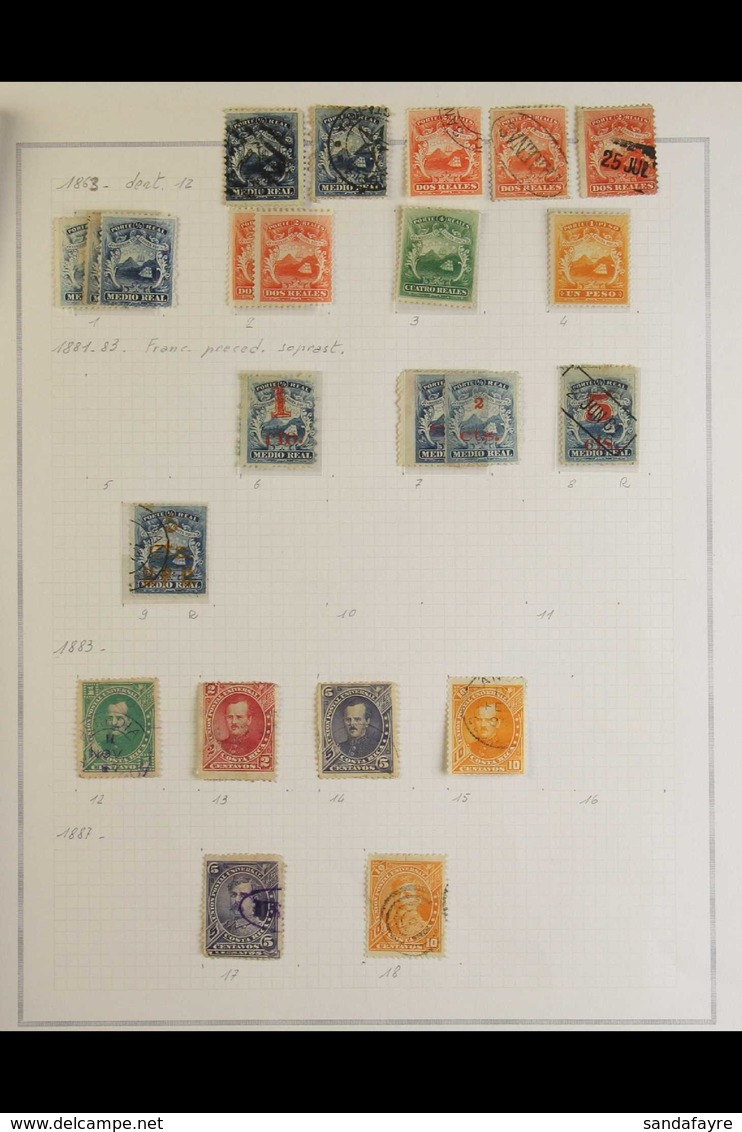 1863-1903 MINT AND USED Collection On Album Pages. Note 1863 Set Mint, Plus Lower Values With Range Of Cancels; 1881-82  - Costa Rica