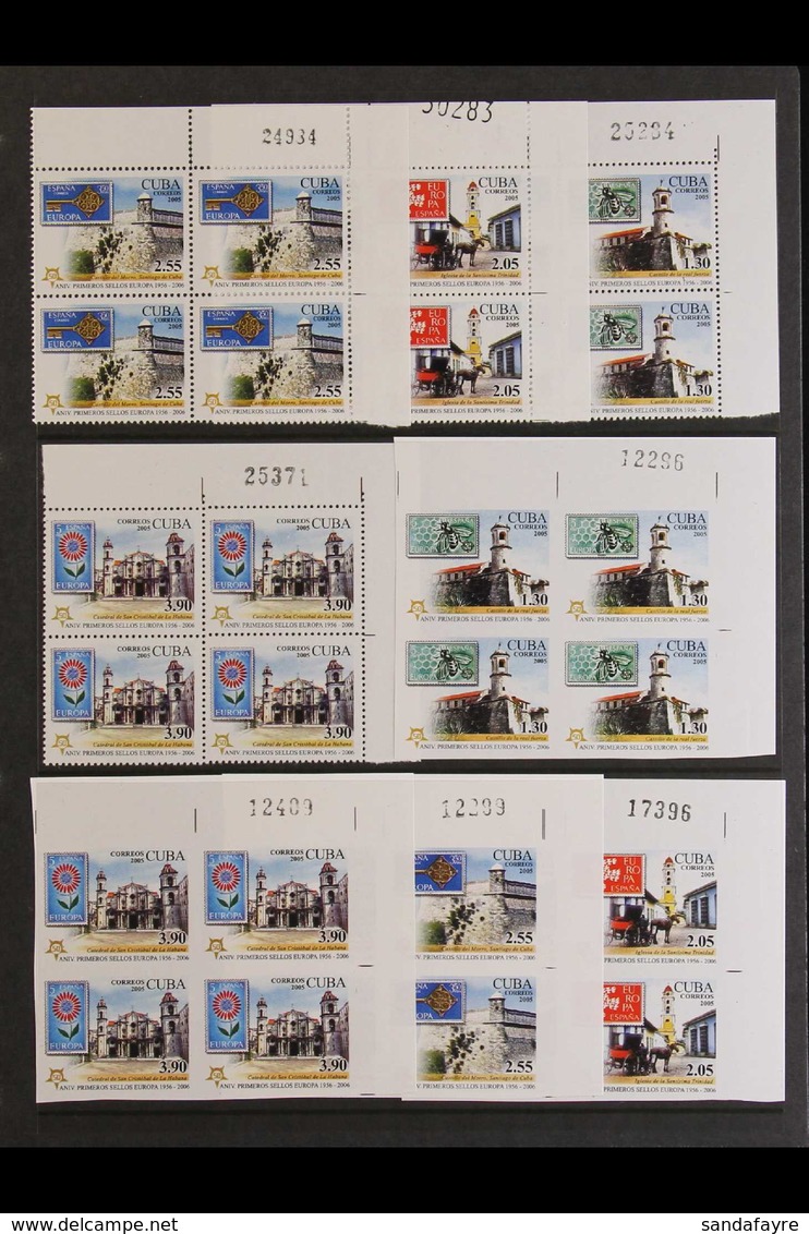 2005 BLOCKS OF 4. 50th Anniversary Of EUROPA Set (Scott 4540/43, SG 4895/98) In Superb Never Hinged Mint Upper Right COR - Other & Unclassified