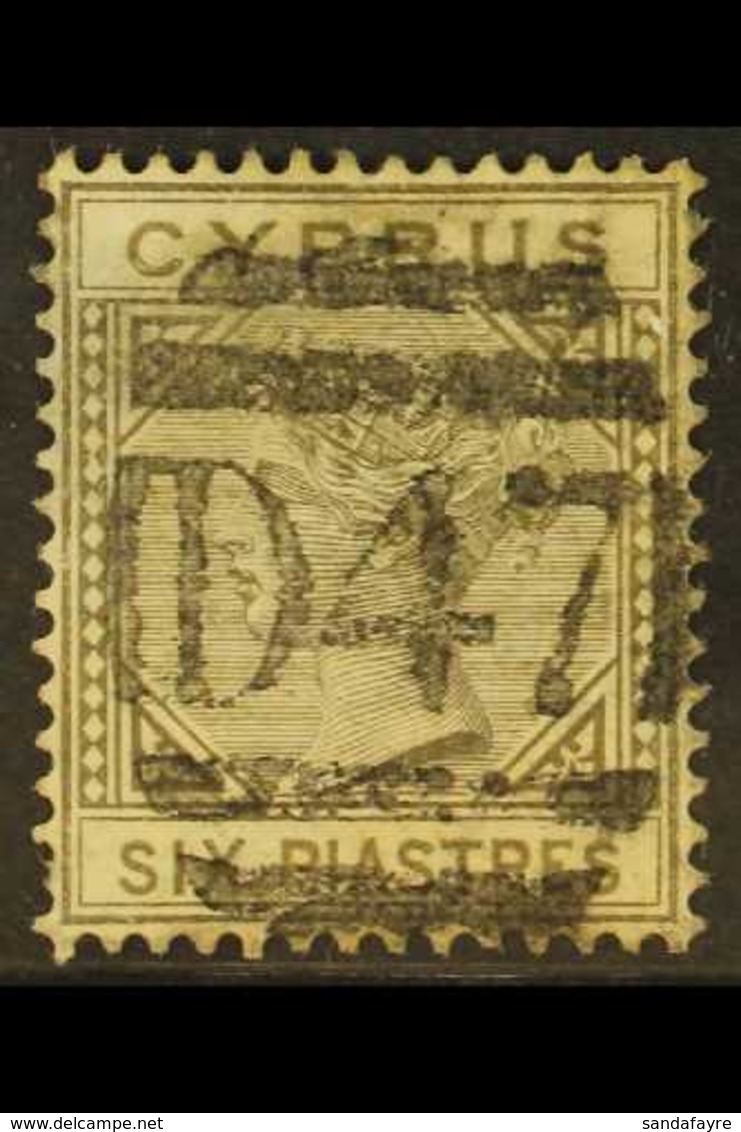 1881 6pi Olive Grey, SG 15, With Superb Full Upright "D47" Cancel Of Polymedia Camp, Limassol, Good Colour, Small Grease - Otros & Sin Clasificación