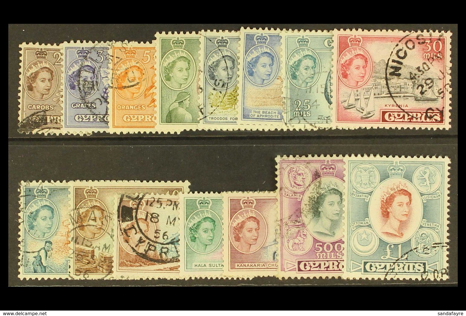 1955-60 Complete Definitive Set, SG 173/187, Fine Used. (15 Stamps) For More Images, Please Visit Http://www.sandafayre. - Sonstige & Ohne Zuordnung