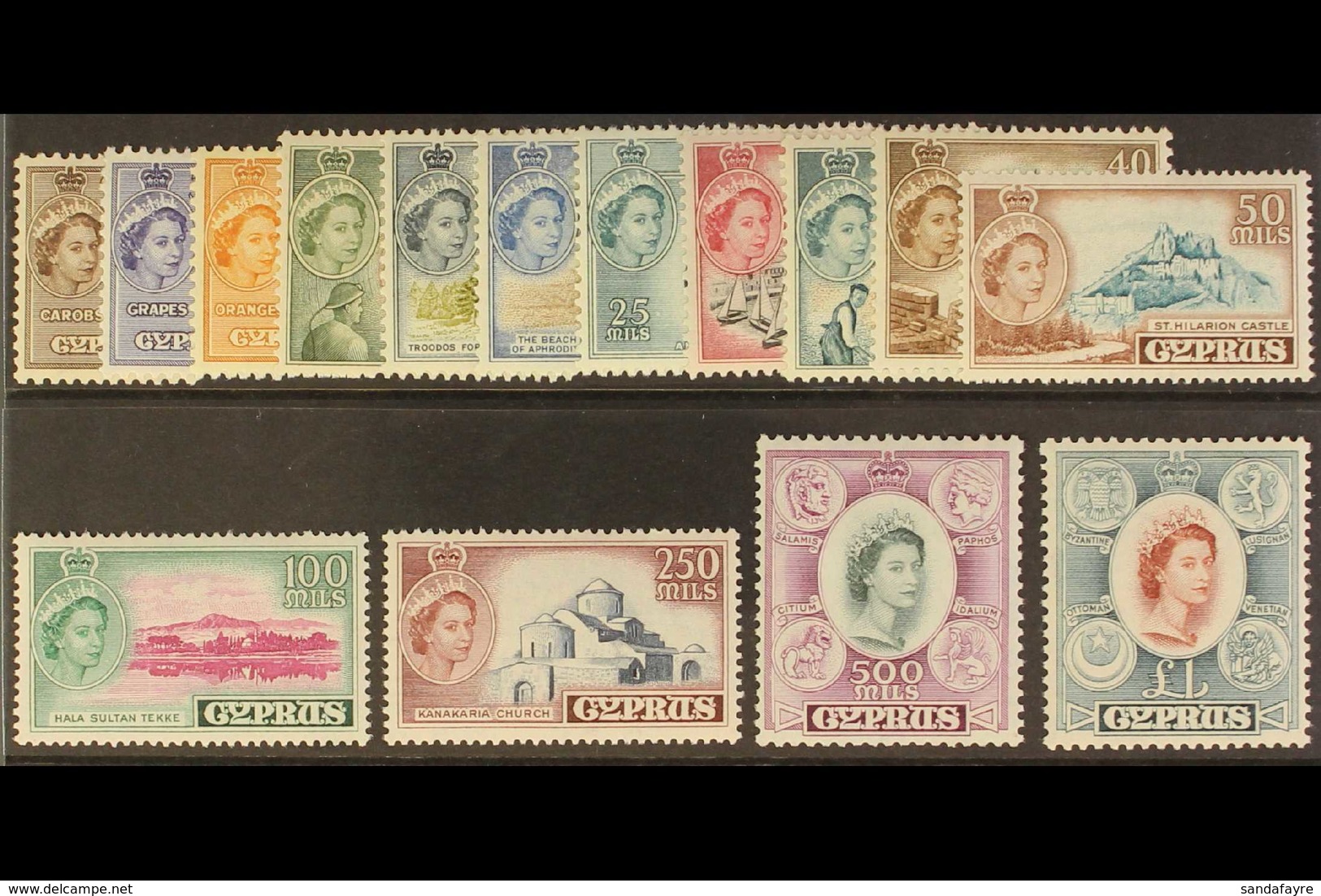 1955-60 Definitives Complete Set, SG 173/87, Never Hinged Mint. (15 Stamps) For More Images, Please Visit Http://www.san - Otros & Sin Clasificación