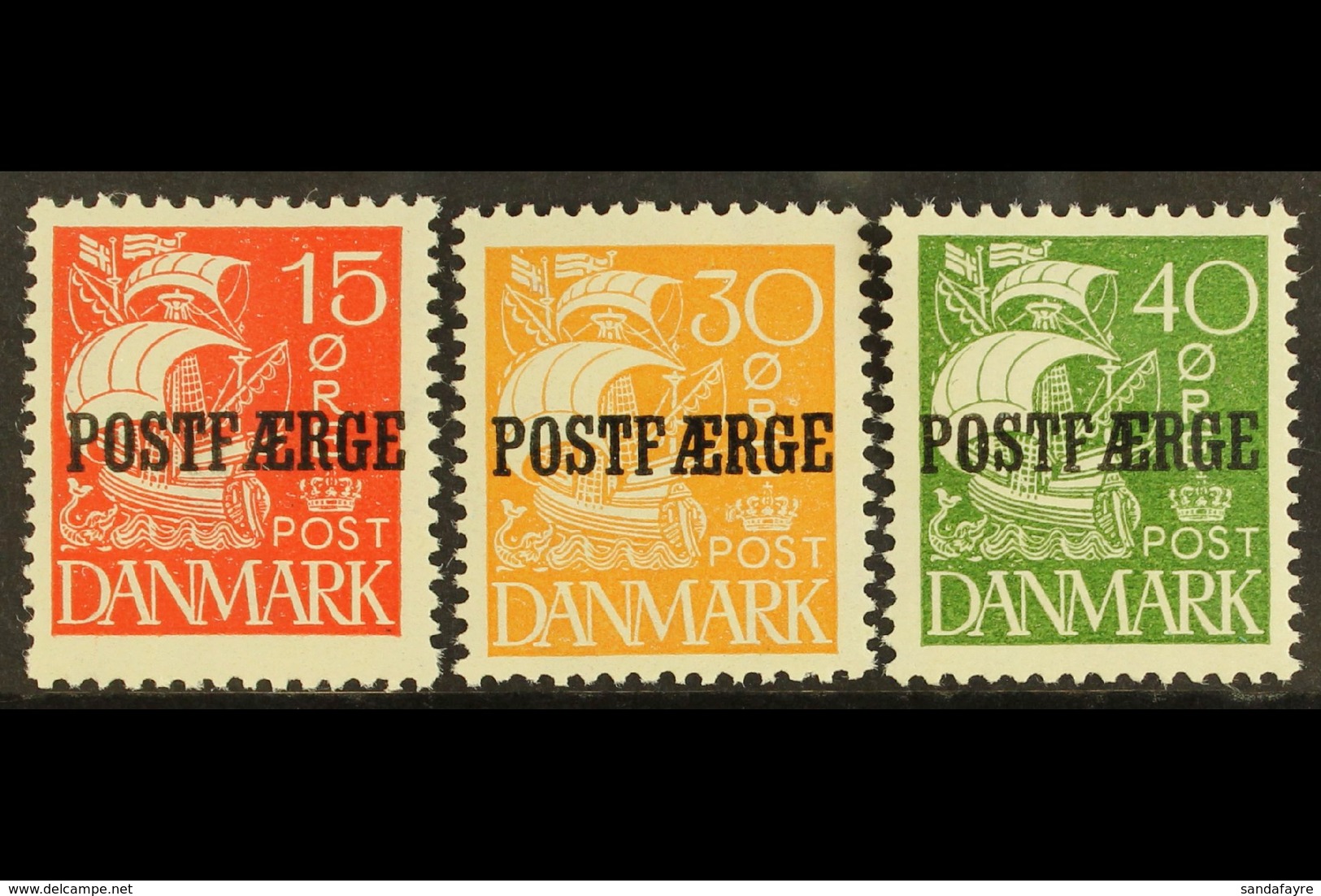 PARCEL POST 1927-30 Caravel Solid Background "Postfaerge" Overprints Complete Set (SG P252/54, Michel 12/14, Facit PF23/ - Sonstige & Ohne Zuordnung