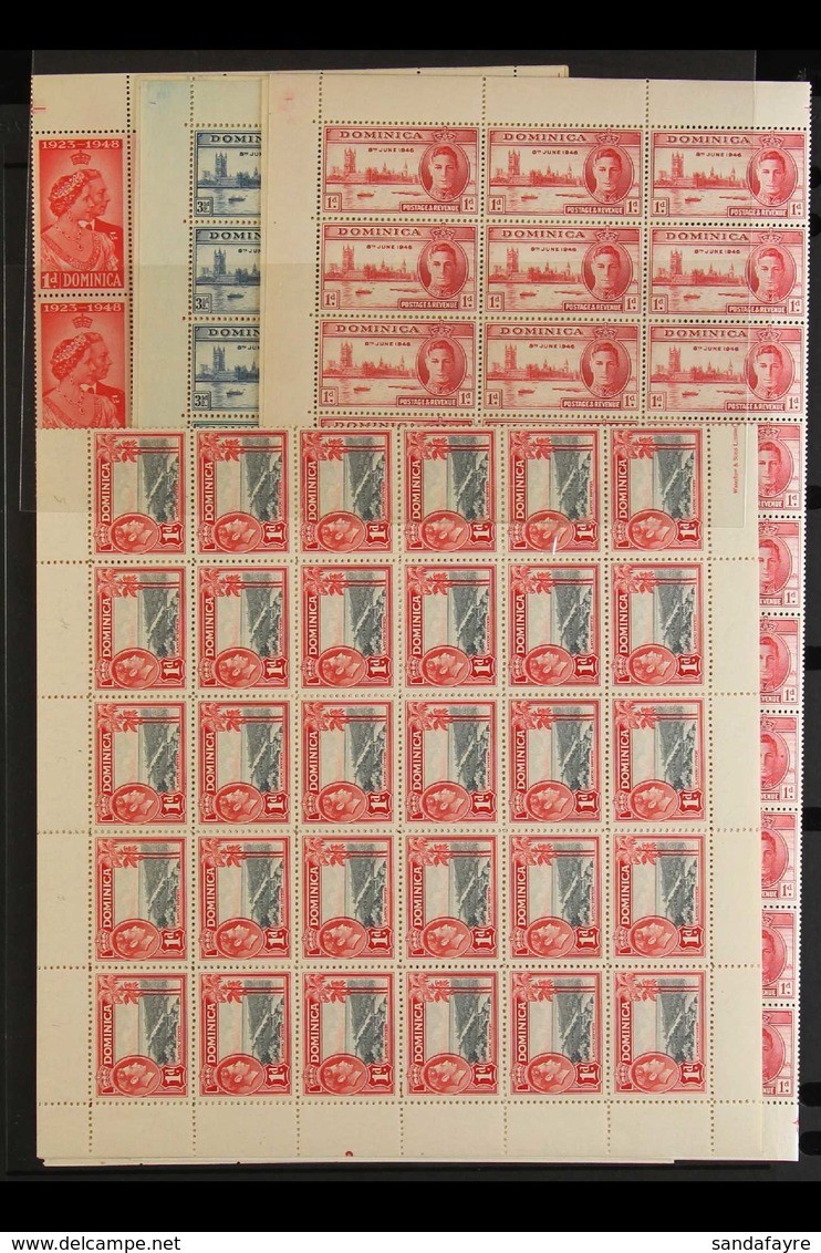 1938-47 COMPLETE SHEETS OF 60. Includes 1938-47 1d Grey And Scarlet (SG 100), 1946 Victory Set (SG 110/111) And 1948 Sil - Dominica (...-1978)