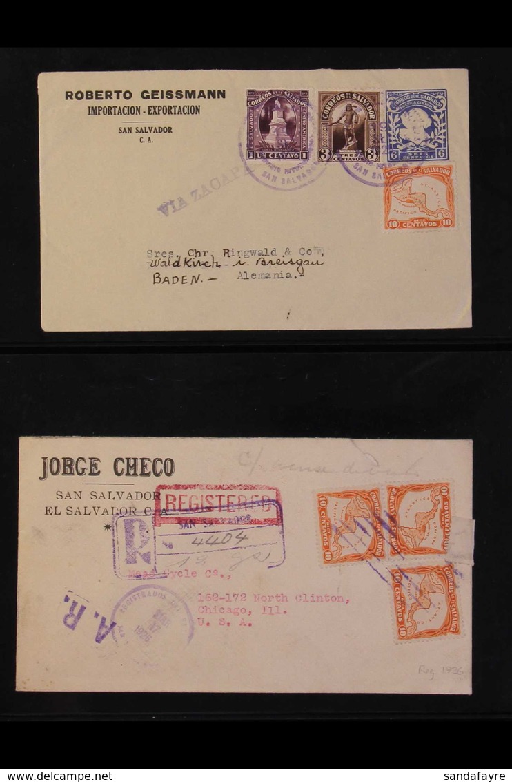 1925-75 COMMERCIAL COVERS GROUP An Interesting Assembly With A 1925 6c Env To Germany Uprated With 1c, 3c, And 10c, And  - El Salvador