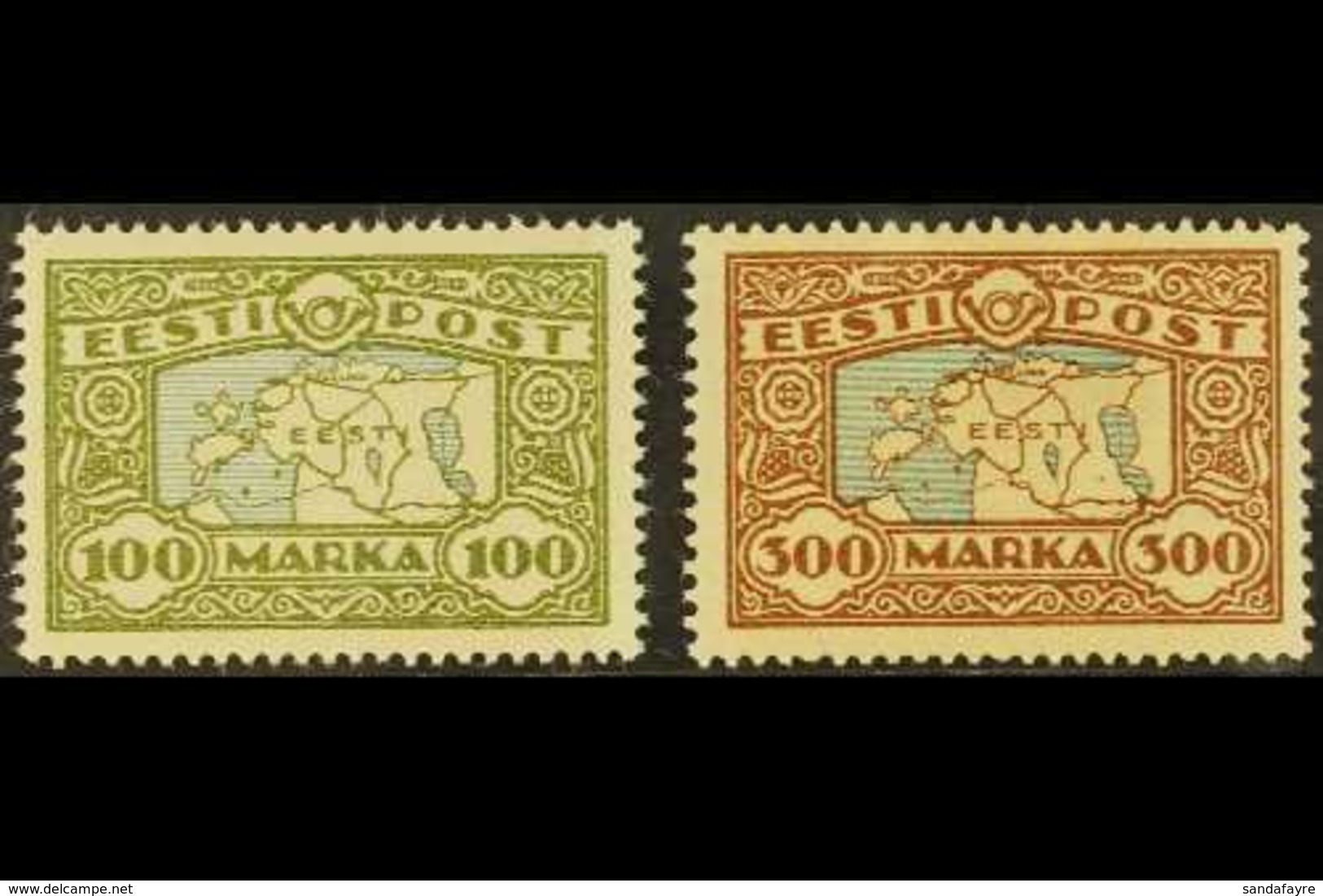 1923-24 Map Complete Set (SG 43/43a, Michel 40 & 54), Very Fine Mint, Very Fresh. (2 Stamps) For More Images, Please Vis - Estonia