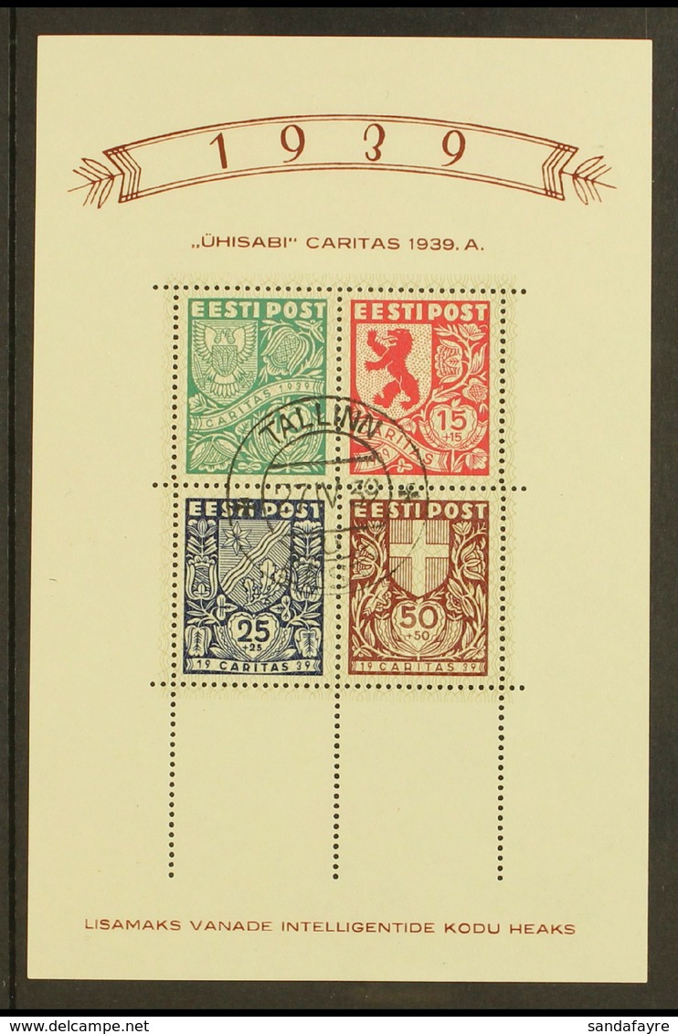 1939 Caritas Mini-sheet (Michel Block 3, SG MS147a), Superb Cds Used, Fresh. For More Images, Please Visit Http://www.sa - Estland