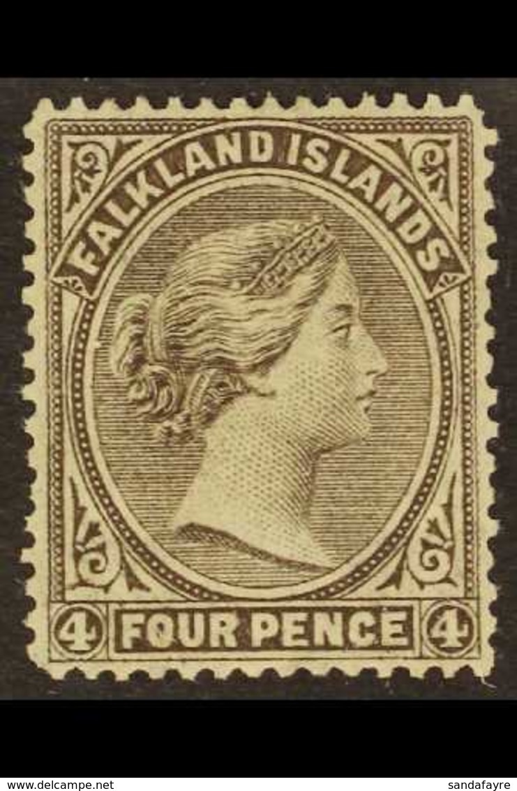 1878-79 WATERMARKED PAPER VARIETY. CAT £3750 4d Grey-black On Watermarked Paper, SG 2a, Fine Unused & Without Gum, Showi - Falkland