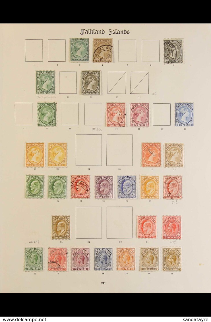 1879 - 1935  MINT & USED COLLECTION Mounted On Imperial Leaves Incl 1878 6d And 1s, Later QV Vals To 1s, Ed VII Vals To  - Falklandeilanden