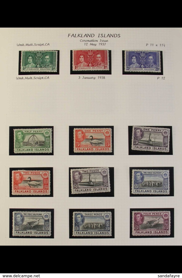 1937-1952 COMPLETE FINE MINT COLLECTION In Hingeless Mounts On Leaves, All Different, Includes 1938-50 Pictorials Set (£ - Falklandeilanden