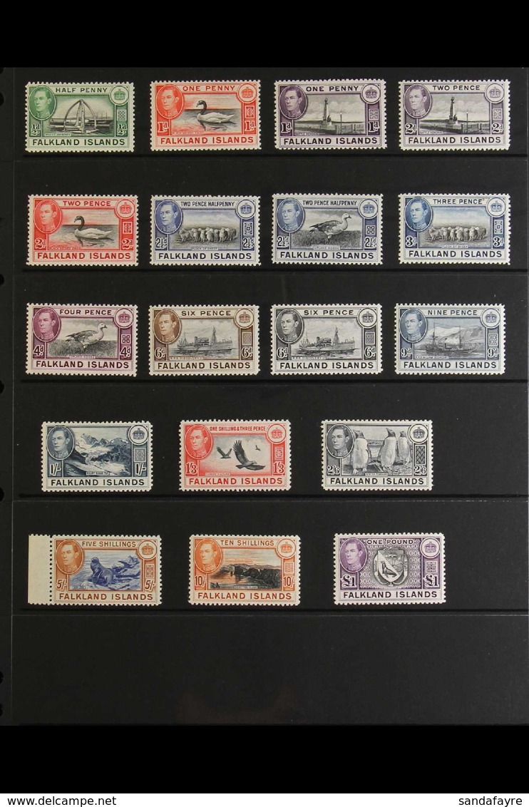 1938-50 KGVI Definitives Complete Set, SG 146/63, Never Hinged Mint. Fresh And Attractive! (18 Stamps) For More Images,  - Falklandinseln