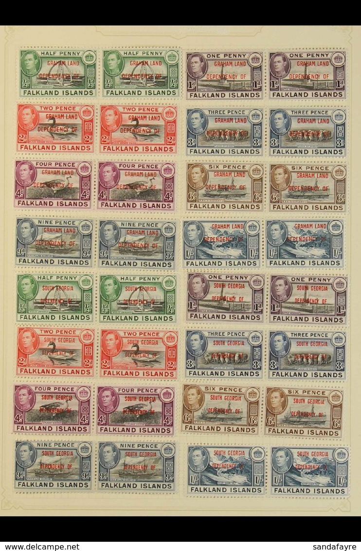 1944-45 "Graham Land", "South Georgia", "South Orkneys" & "South Shetlands" Overprints Complete Sets, SG A1/A8, B1/B8, C - Falkland Islands