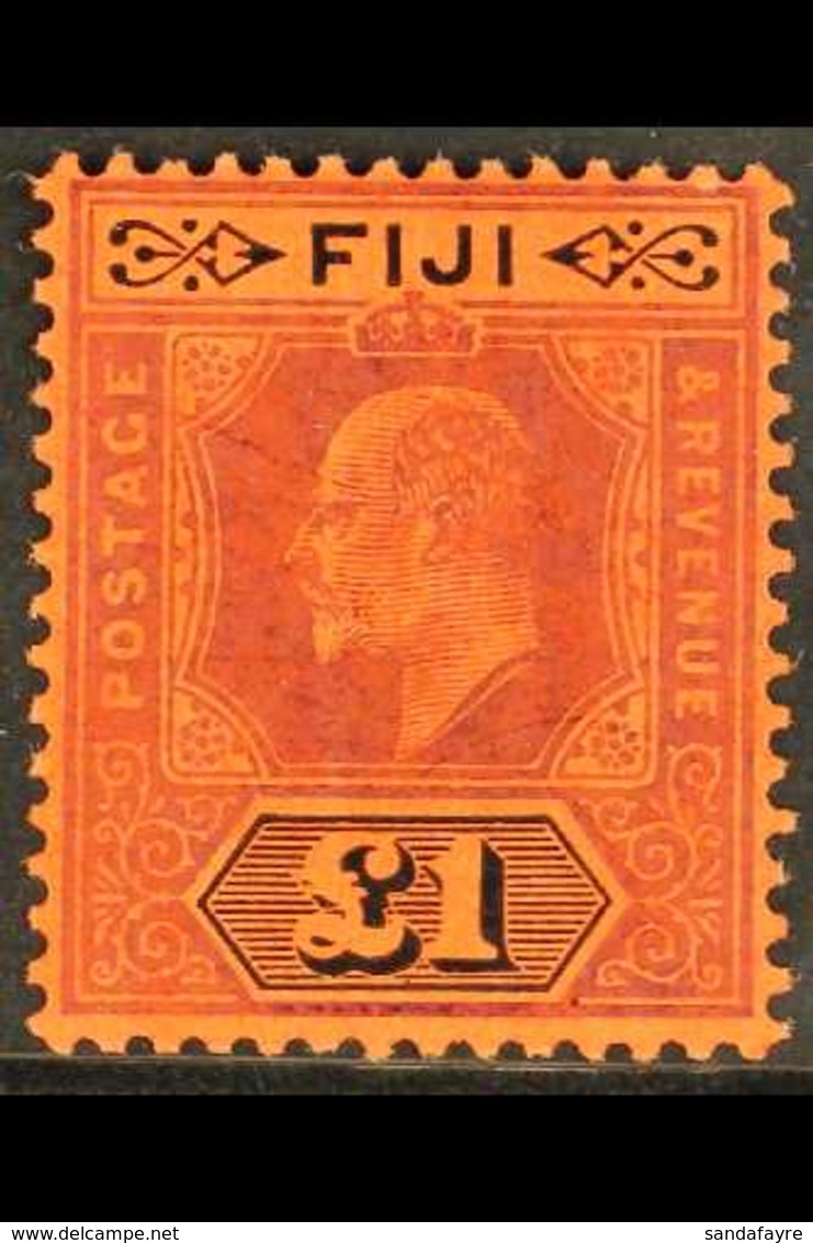 1912 £1 Purple And Black On Red, SG 124, Very Fine Mint.  For More Images, Please Visit Http://www.sandafayre.com/itemde - Fiji (...-1970)